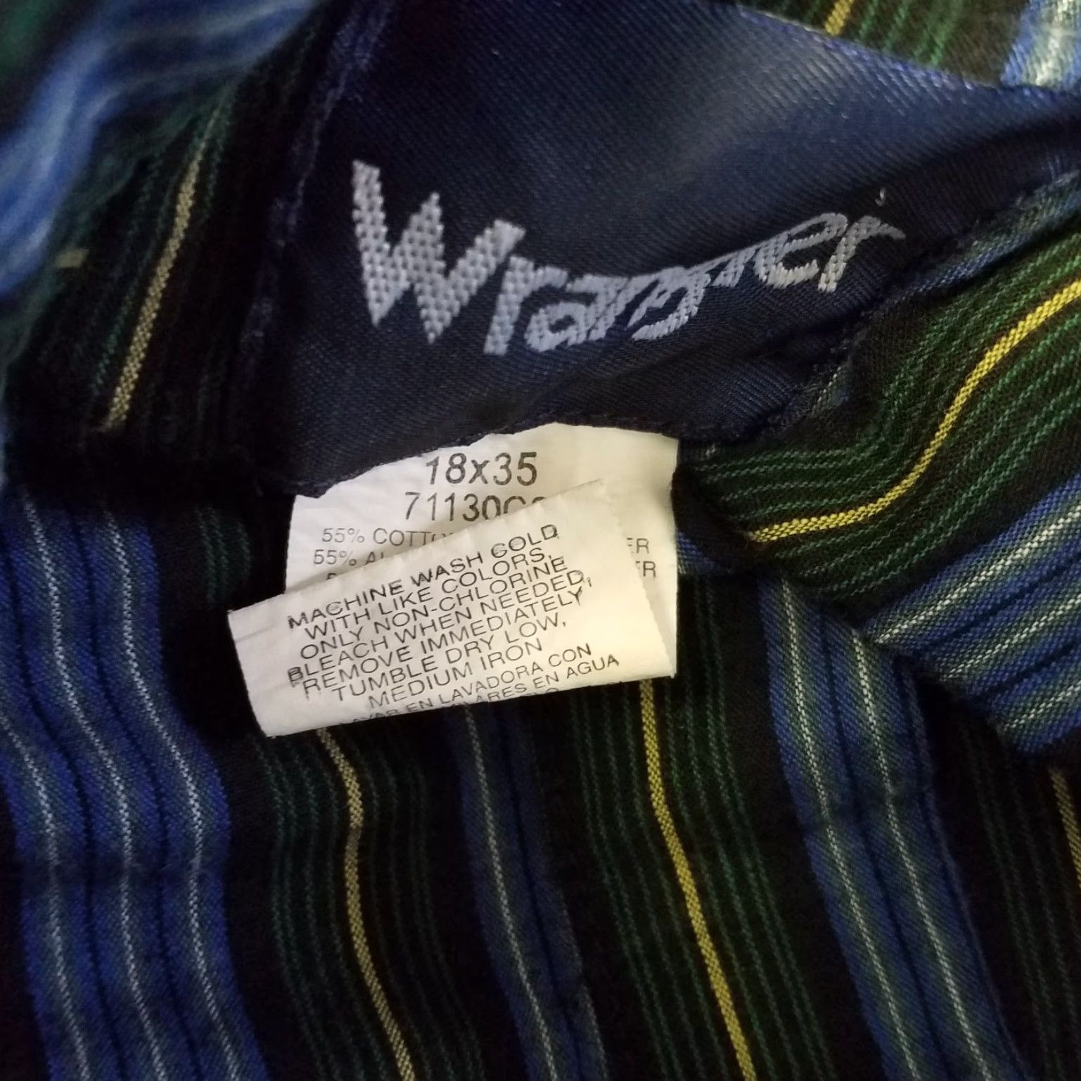 Wrangler Wrangler Mens Pearl Snap Shirt Sz 18 Green Blue Striped Long Sleeve Cotton Blend Shirt Mens 18 Green Striped Western Wrangler Pearl Snap Shirt Size US XXL / EU 58 / 5 - 4 Thumbnail