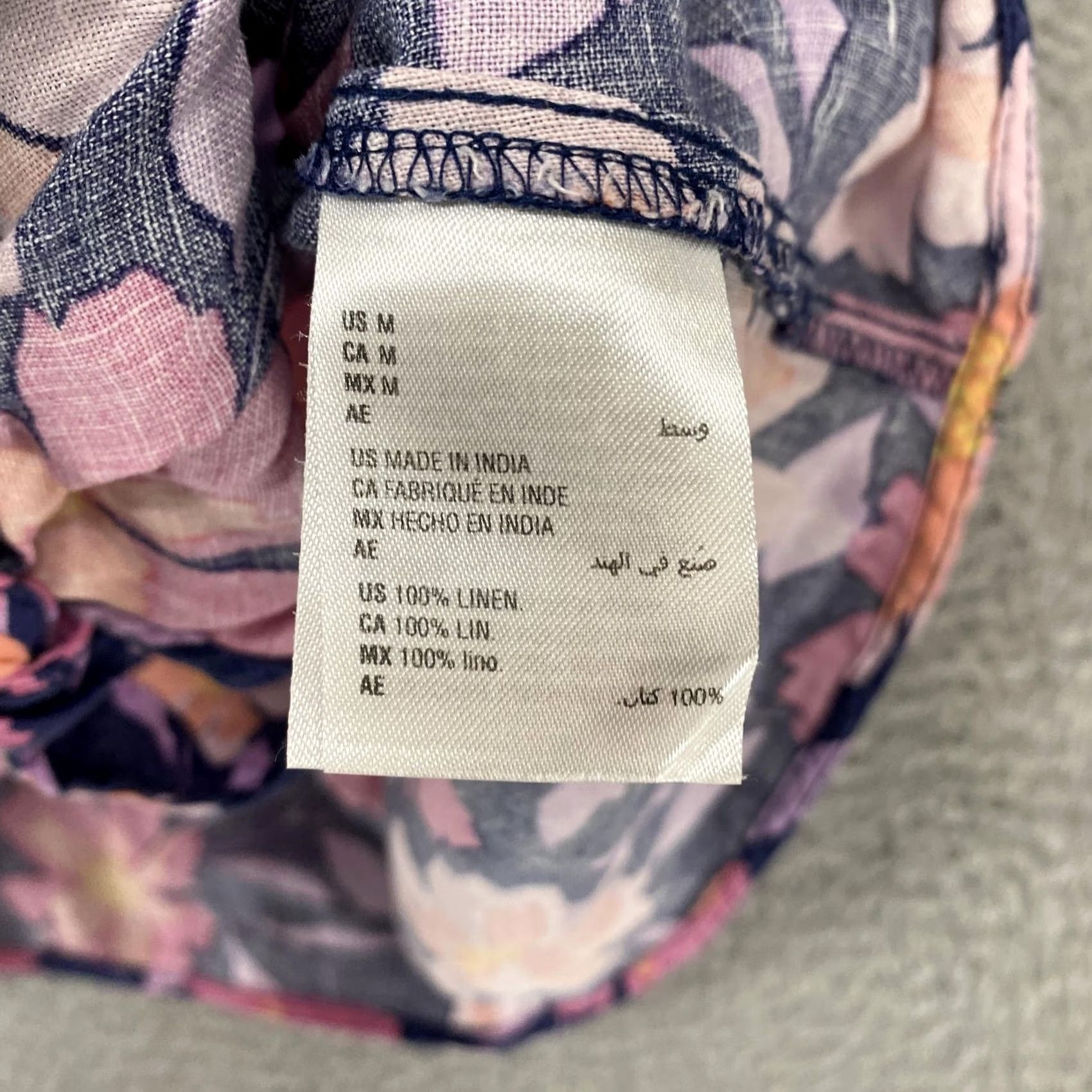 Charter Club Charter Club Linen Floral Top Womens M Navy Tie Front Summer Flower Blouse Short Sleeve V-Neck Floral Relaxed Size M / US 6-8 / IT 42-44 - 6 Thumbnail