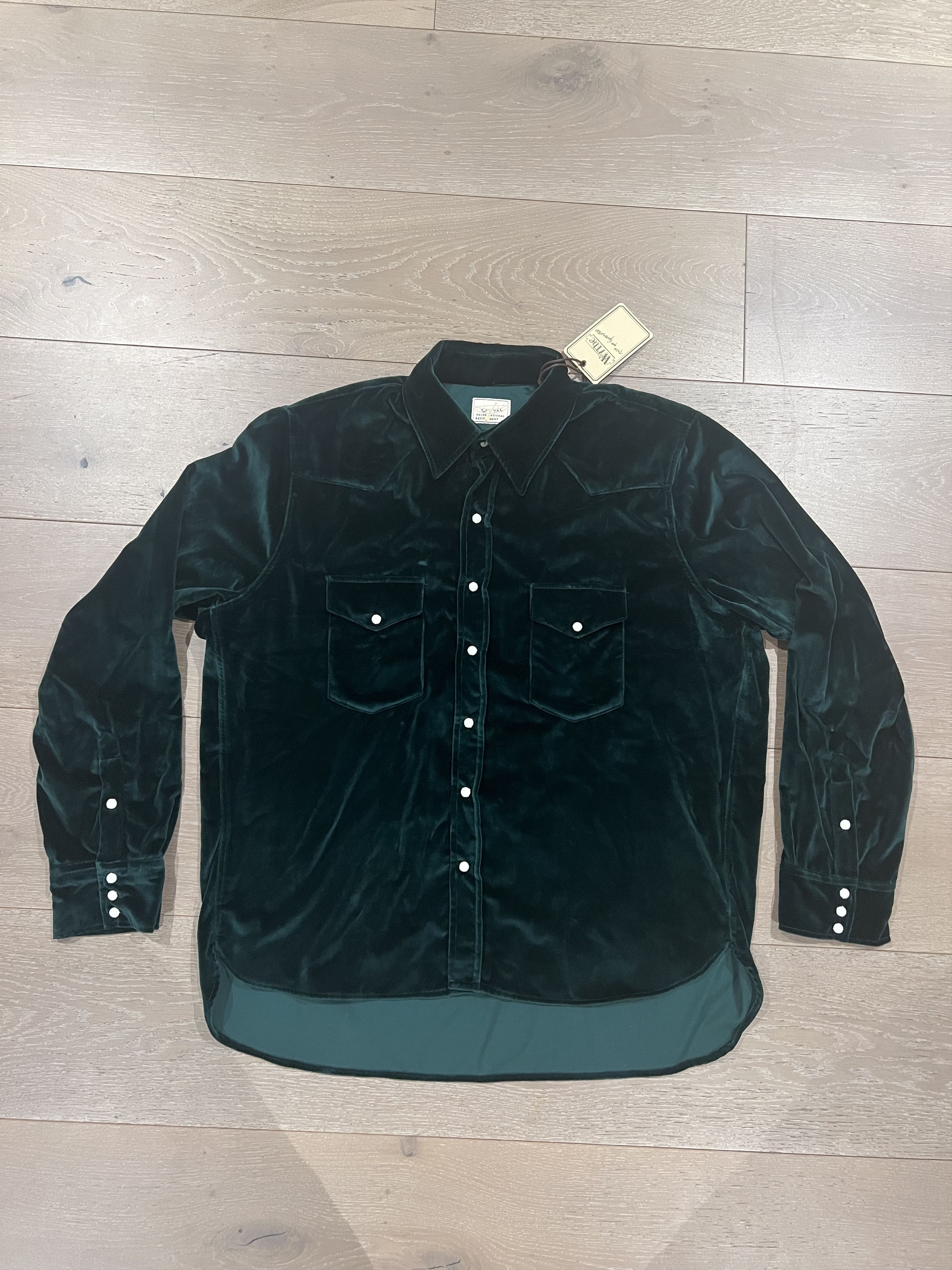 WYTHE 💚 Wythe Velvet Pearlsnap Shirt Pine Green Large NEW Size US L / EU 52-54 / 3 - 4 Thumbnail