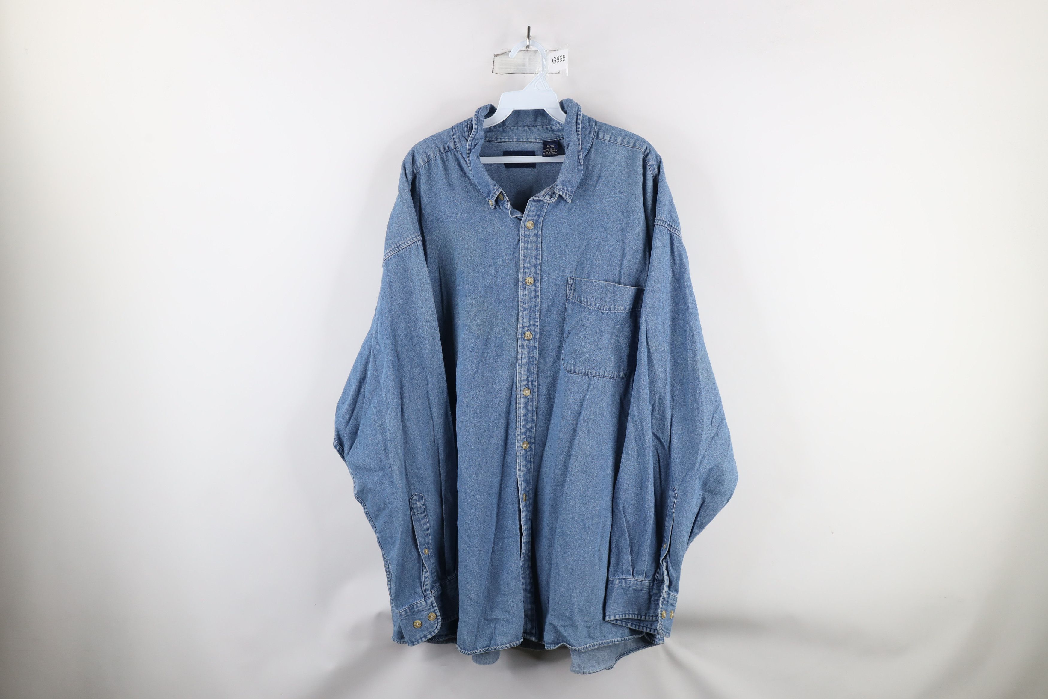 Vintage Vintage 90s Streetwear Denim Jean Collared Button Down Shirt Size US XXL / EU 58 / 5 - 1 Thumbnail
