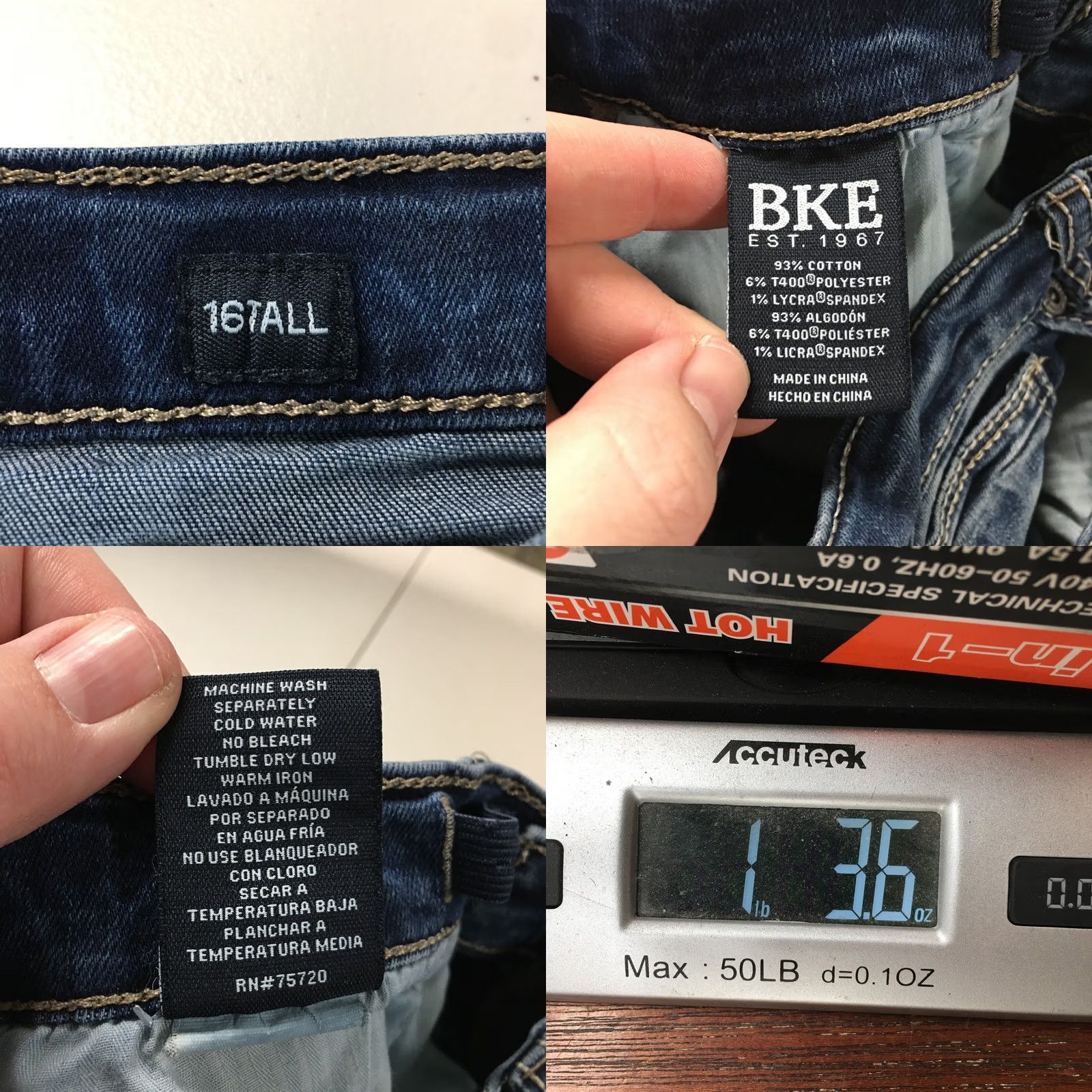BKE BKE Conner Bootcut Jeans Womens 16 Tall Blue Denim Distressed Zip (Actual 28x31) - 5-Pocket Comfortable Buckle Buckle BKE Buckle? Size 38" / US 16 / IT 52 - 11 Thumbnail
