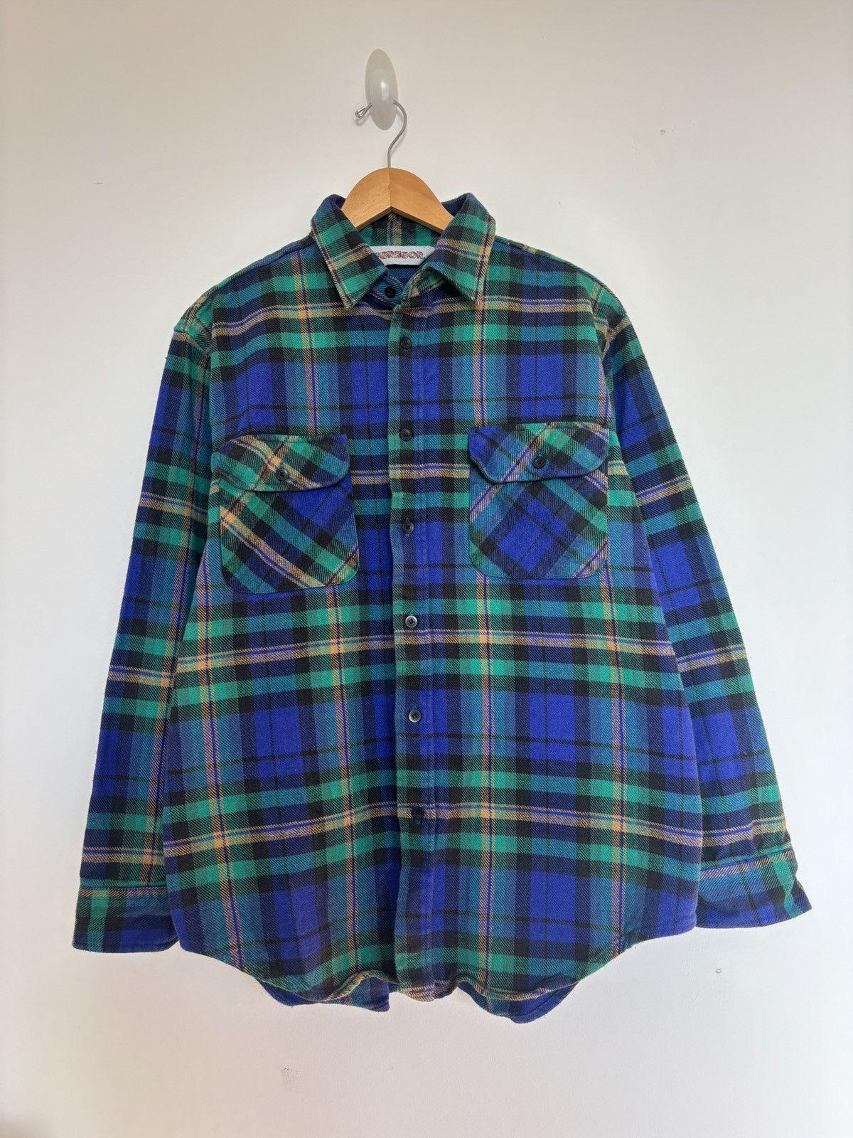 McGregor Vintage McGregor Blue Green Plaid Flannel Shirt Large L Size US L / EU 52-54 / 3 - 2 Thumbnail