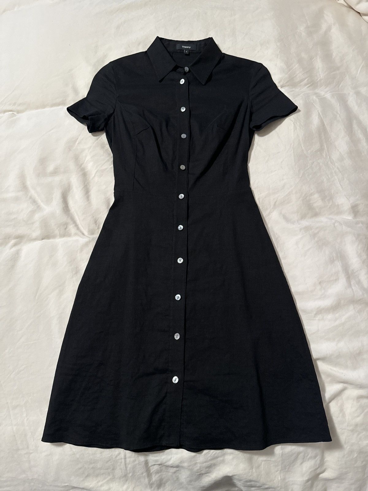 image of Theory Black Button Up Dress, Women's (Size XS)