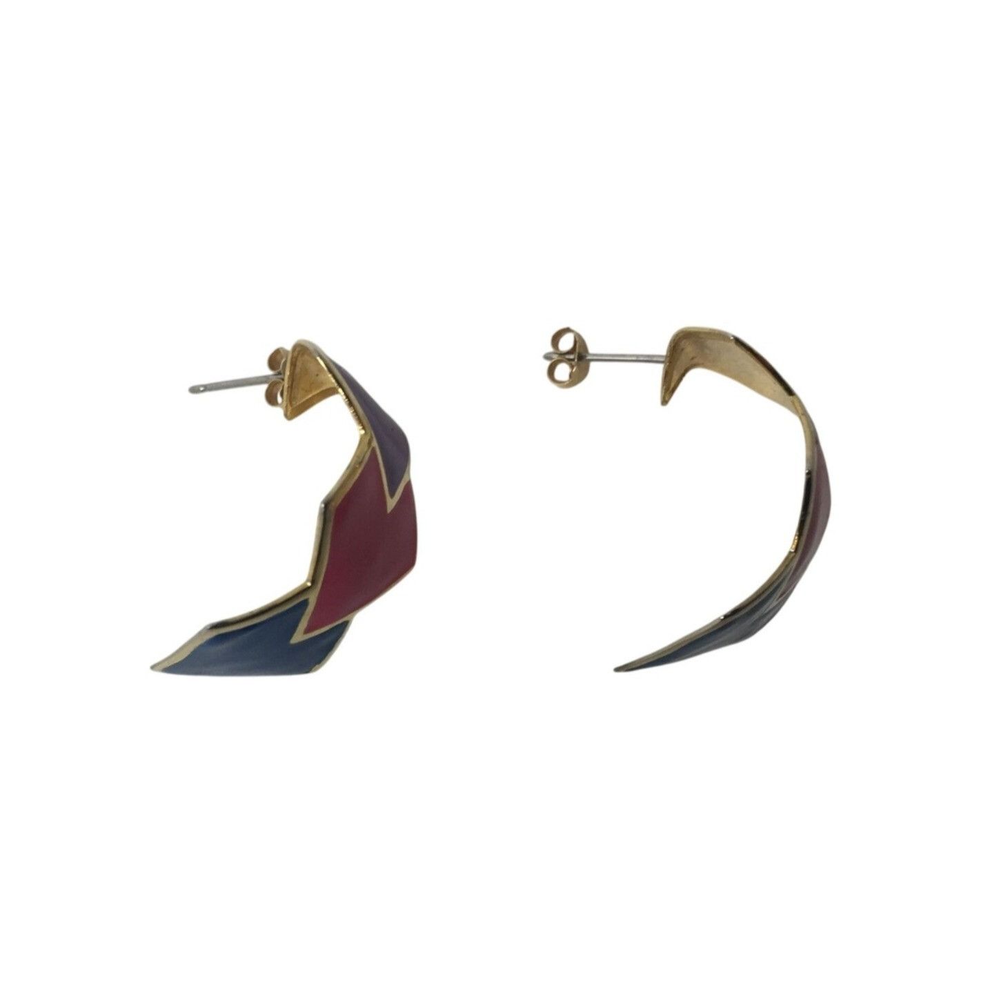 Other Vintage Women's Gold Tone Earrings (Blue, Pink, Purple) Size ONE SIZE - 2 Thumbnail