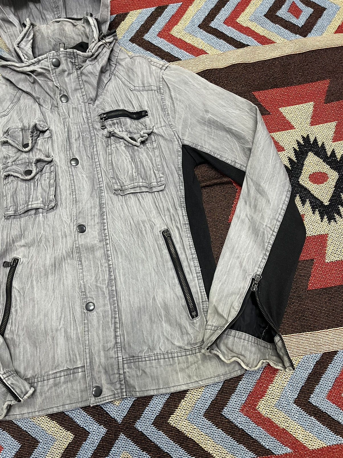 Japanese Brand 💀Y2k Semantic Design faded Jacket 💀 Size US S / EU 44-46 / 1 - 3 Thumbnail