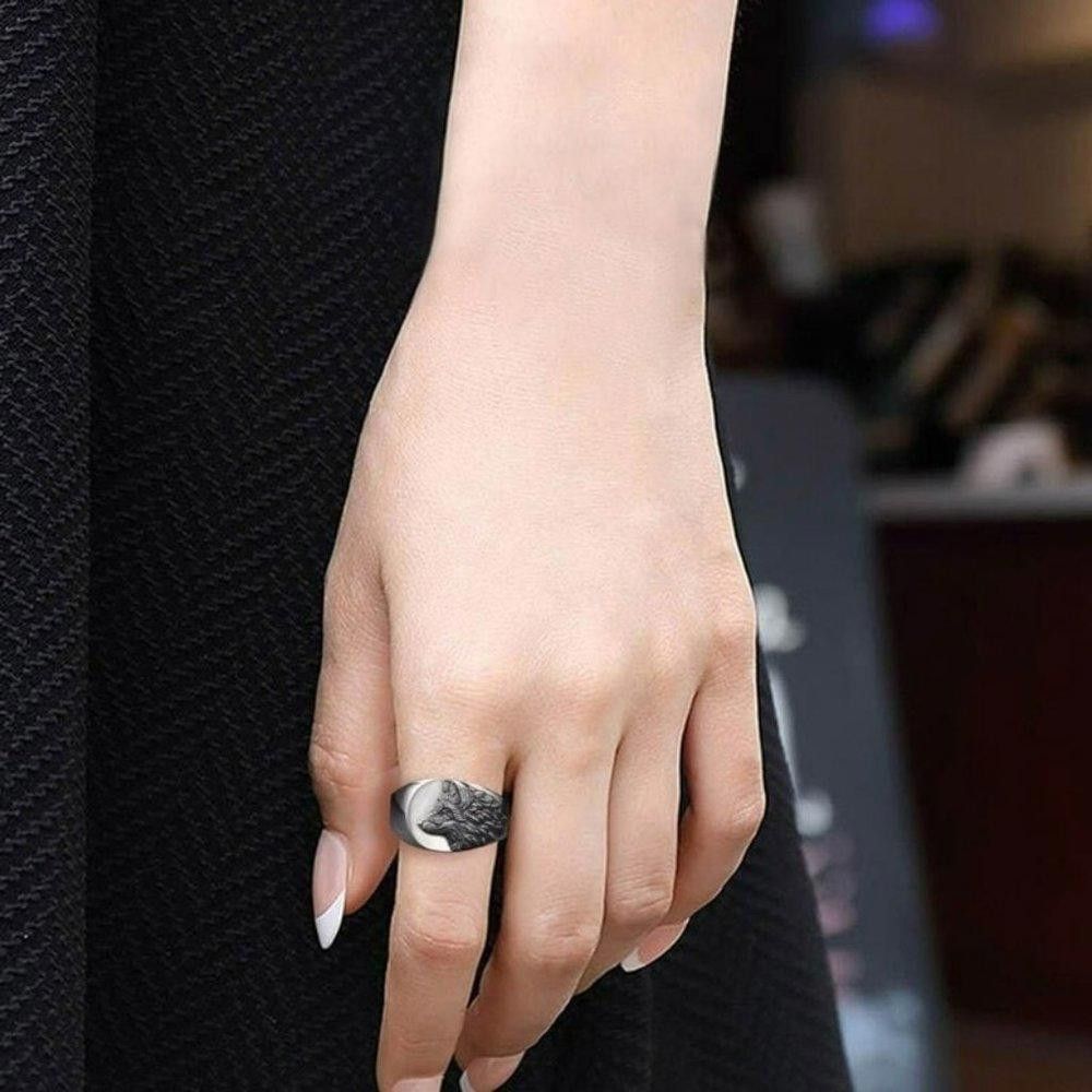 Designer 925 Sterling Silver Vintage Carved Wolf Head Ring - Size 8 Size ONE SIZE - 6 Thumbnail