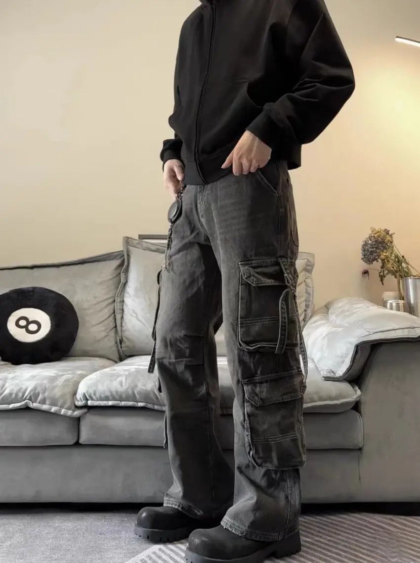 Designer × Japanese Brand baggy hip hop wide leg washed jeans Size US 30 / EU 46 - 1 Thumbnail