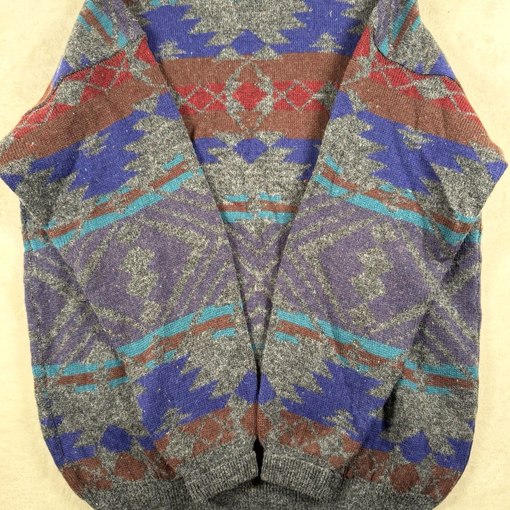 Vintage VINTAGE Brian MacNeil Wool Blend Mens Sweater XL T Navy Blue Geometric Crew Neck Pullover 90s Wool Blend Geometric Mens XLT Navy Size US XL / EU 56 / 4 - 4 Thumbnail
