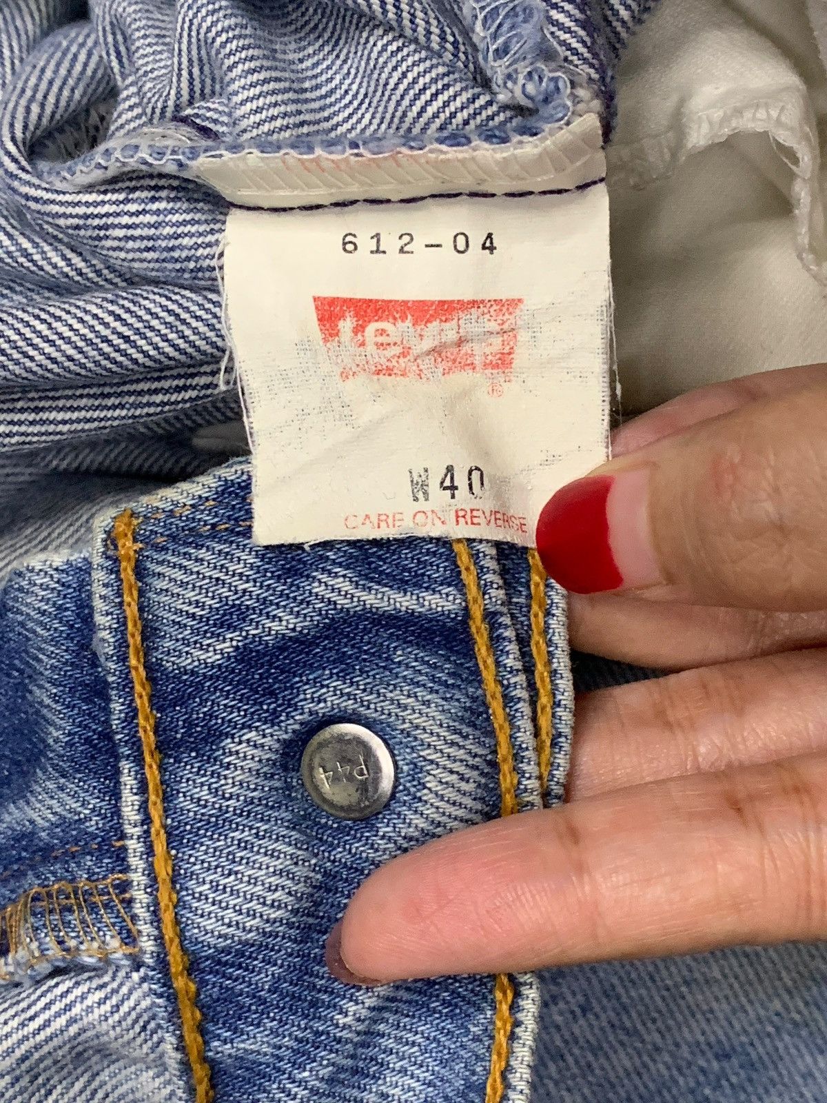 Levi's × Levi's Vintage Clothing Vintage 80s Levis 612 Orange Tab Mud Wash Ripped Baggy Jeans Size US 39 - 10 Thumbnail