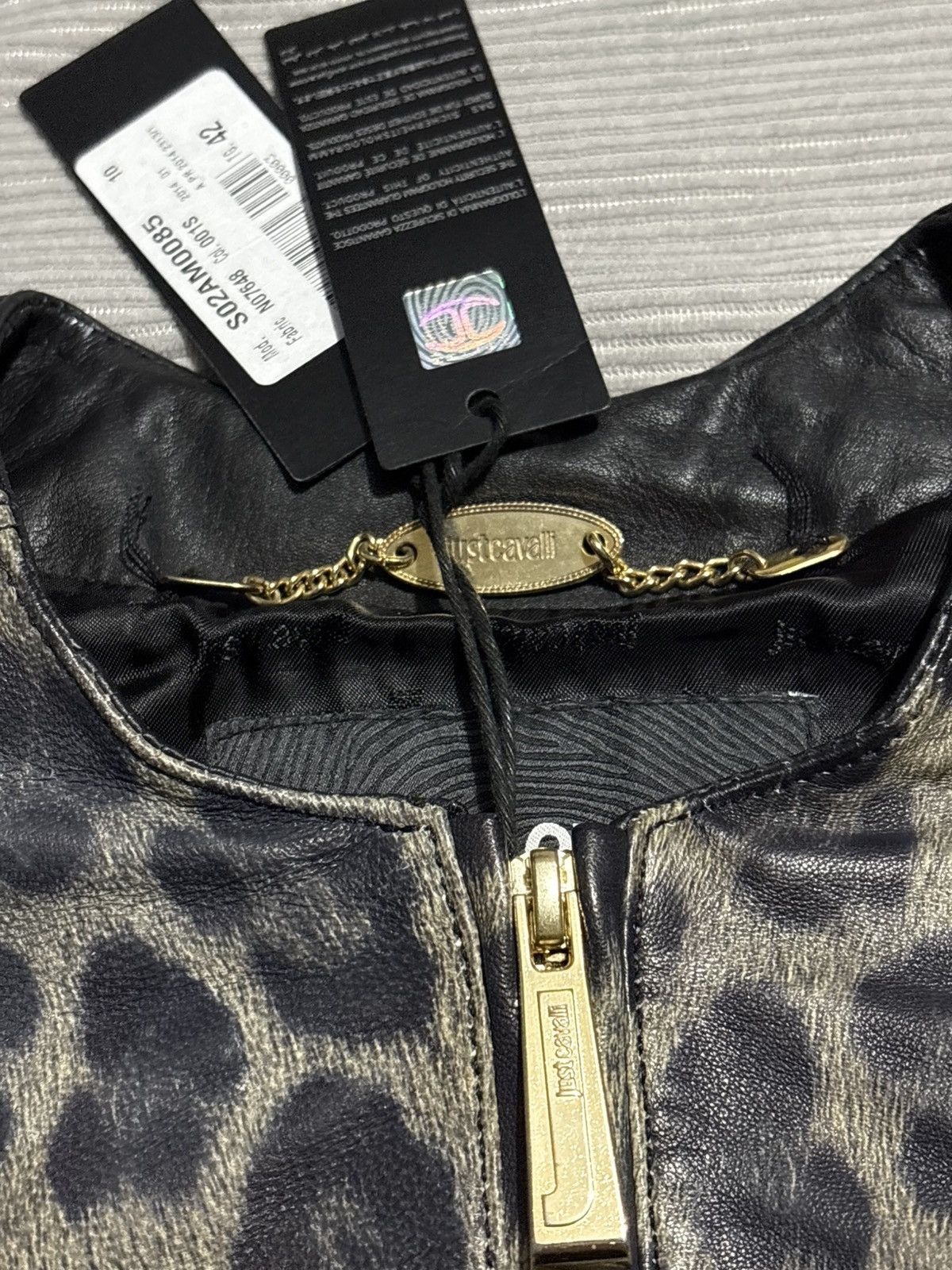 Just Cavalli 2014 Just Cavalli Leopard Print Leather Jacket moto 5 zip Size M / US 6-8 / IT 42-44 - 5 Thumbnail