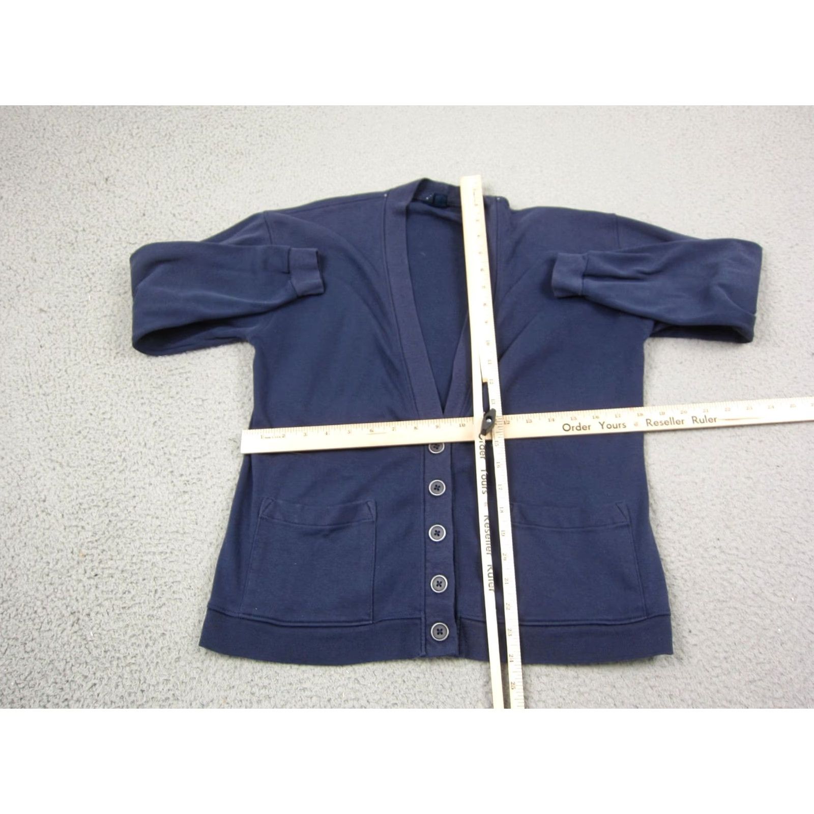 Lands' End Lands' End Cardigan Sweater Womens S Blue Cotton V-Neck Knit 90s Vintage Theme Mens Women Girls Boys Size S / US 4 / IT 40 - 6 Thumbnail