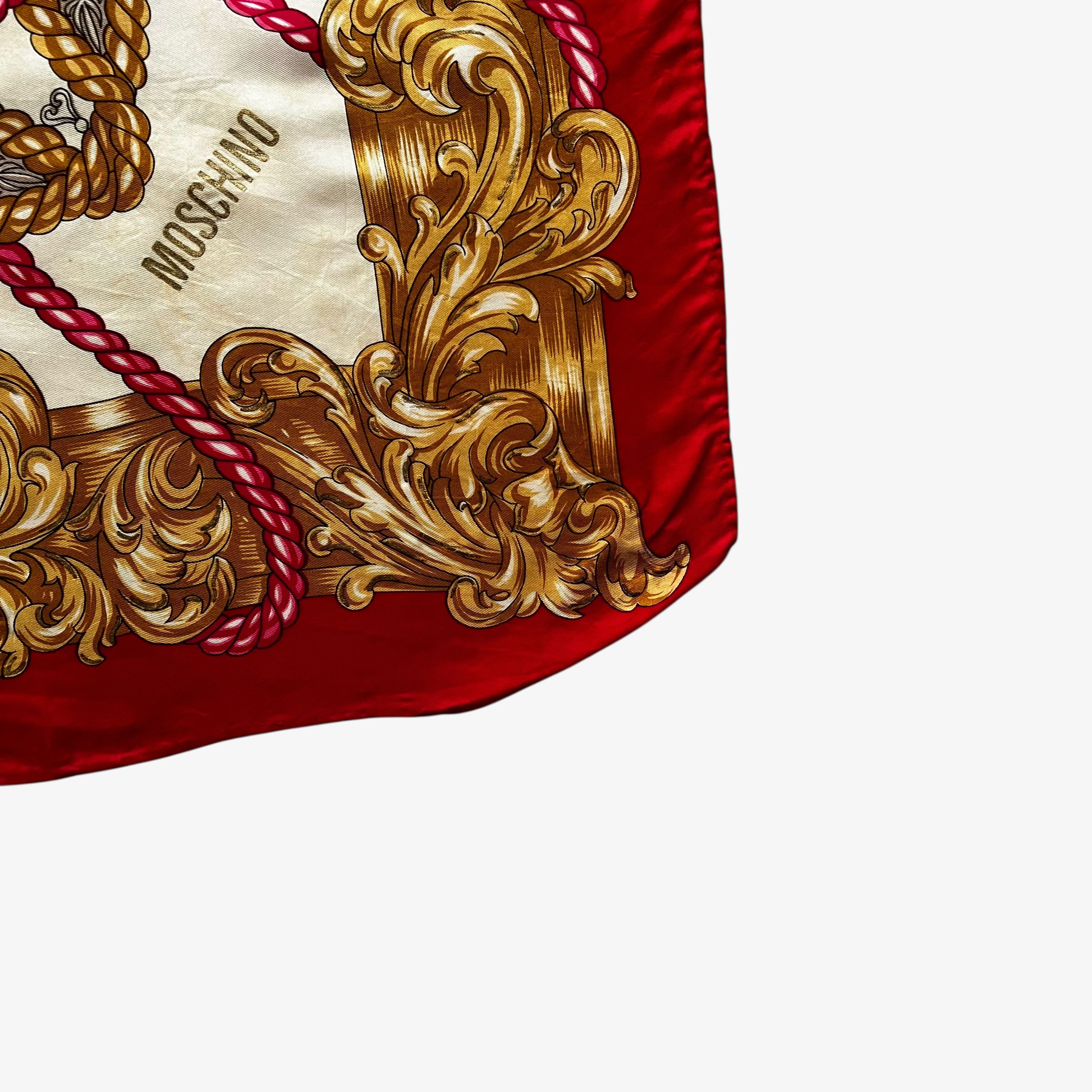 Moschino Vintage 90s Moschino Peace Baroque & Floral Print Silk Scarf Size ONE SIZE - 2 Thumbnail