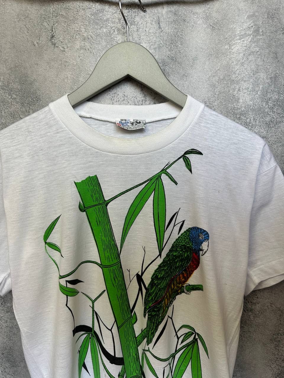 Vintage St. Lucia Parrot Bamboo Graphic Tee by Double Bull 80s/90s Size US S / EU 44-46 / 1 - 5 Thumbnail