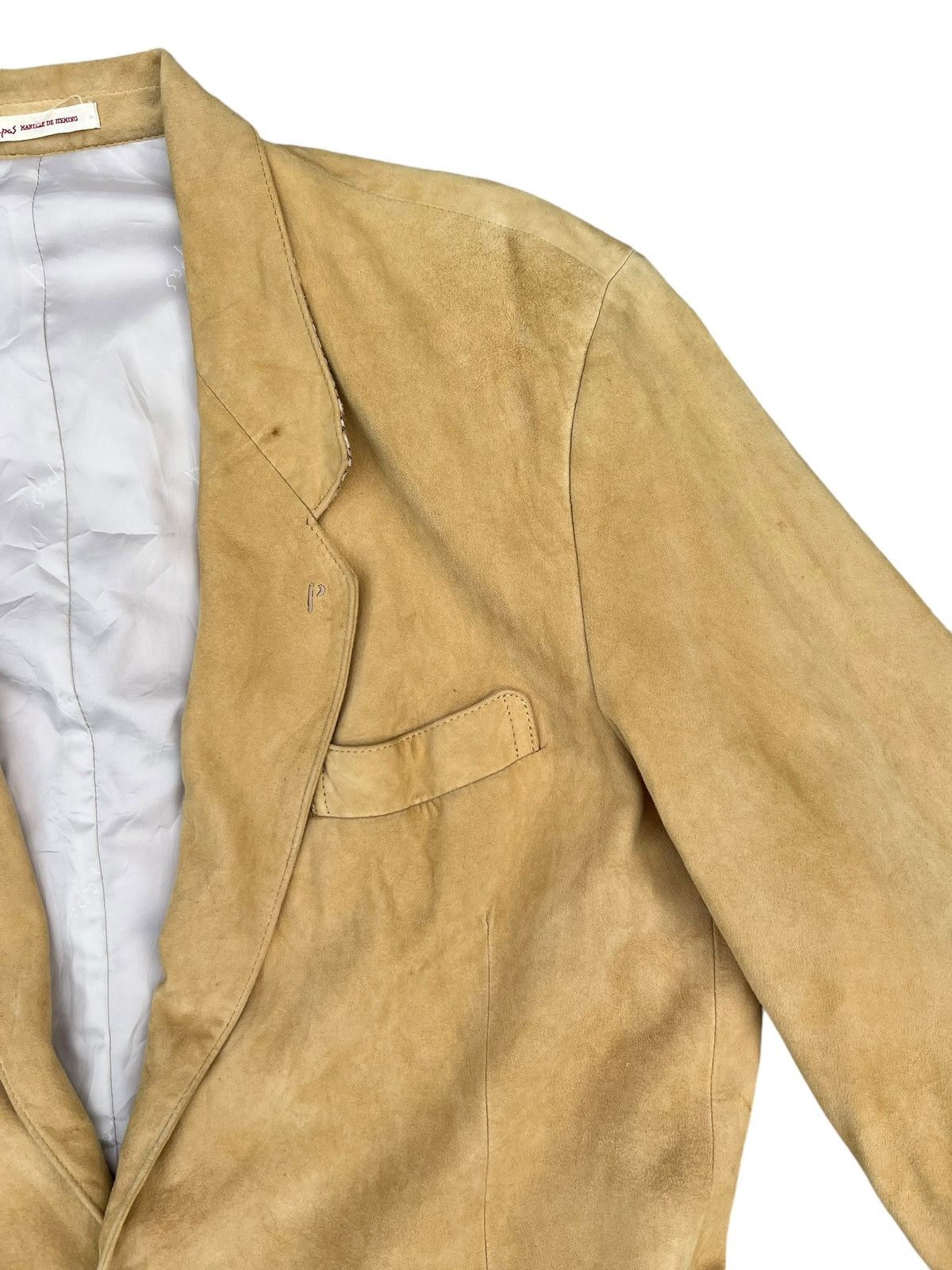 Mademoiselle Non Non Papas Japan Patina Suede Sheepskin Leather Blazer Jacket Size US L / EU 52-54 / 3 - 10 Thumbnail