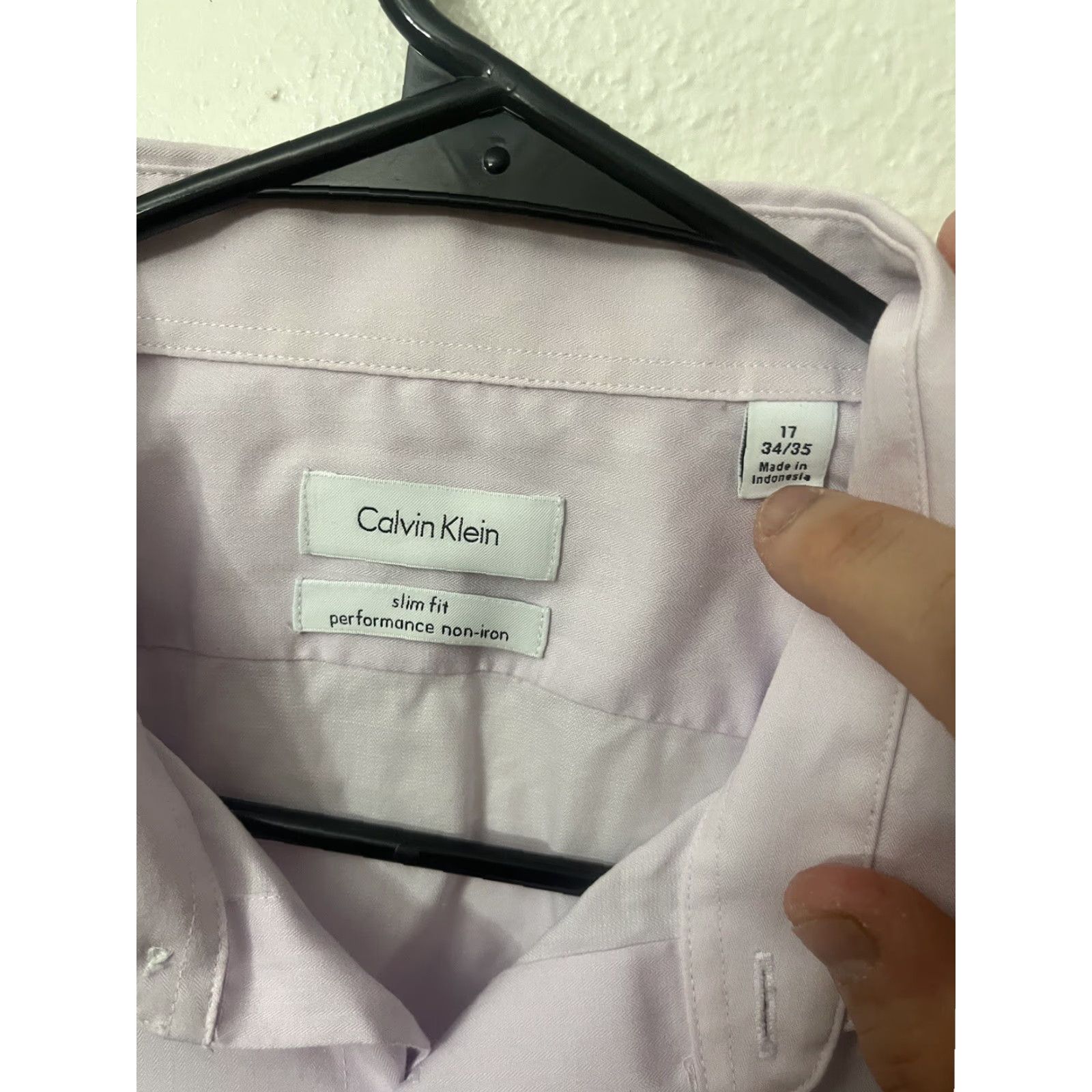 Calvin Klein CALVIN KLEIN Dress Shirt Slim Fit Performance 17 Pink Solid Mens Size US XL / EU 56 / 4 - 3 Thumbnail