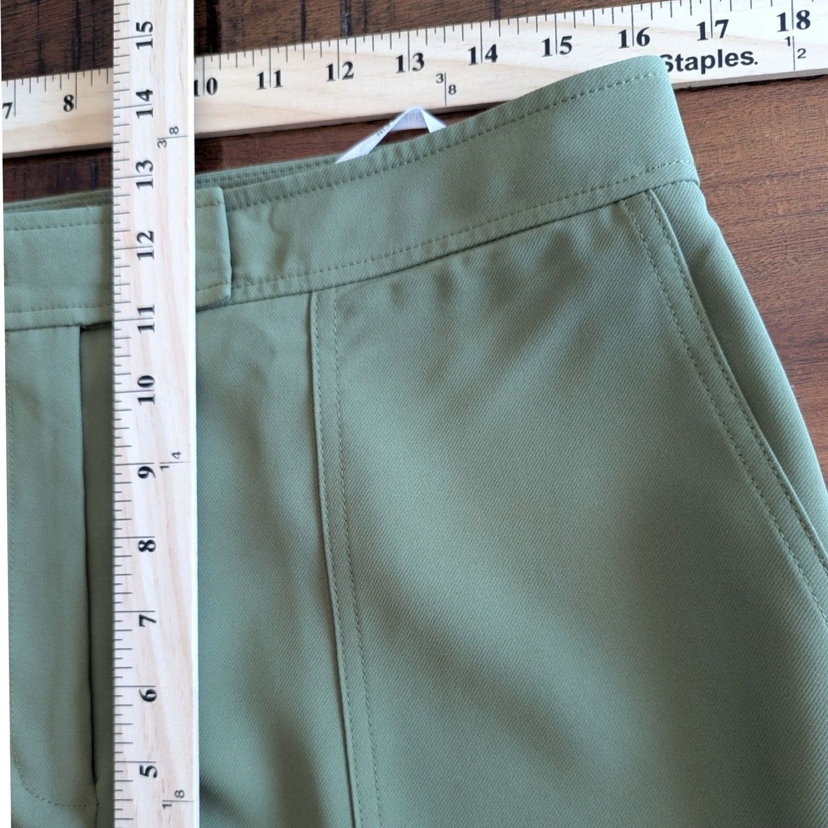 Anne Klein Anne Klein Olive Green Straight Leg Patch Pocket Trouser Pants Women's 10 Size 32" / US 10 / IT 46 - 6 Thumbnail