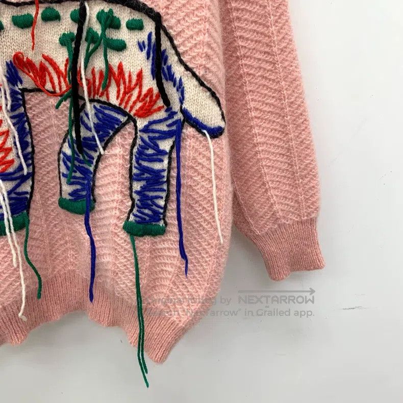 Gucci Gucci Light pink deer inlaid horsehair round-neck long-sle Size M / US 6-8 / IT 42-44 - 4 Thumbnail
