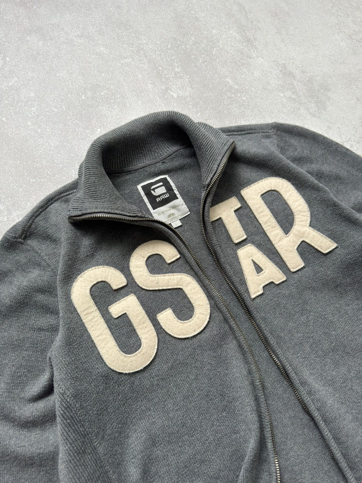 G-Star Vintage G-Star RAW Cotton Zip Up Sweater Gray Big Logo Y2K Size US L / EU 52-54 / 3 - 8 Thumbnail