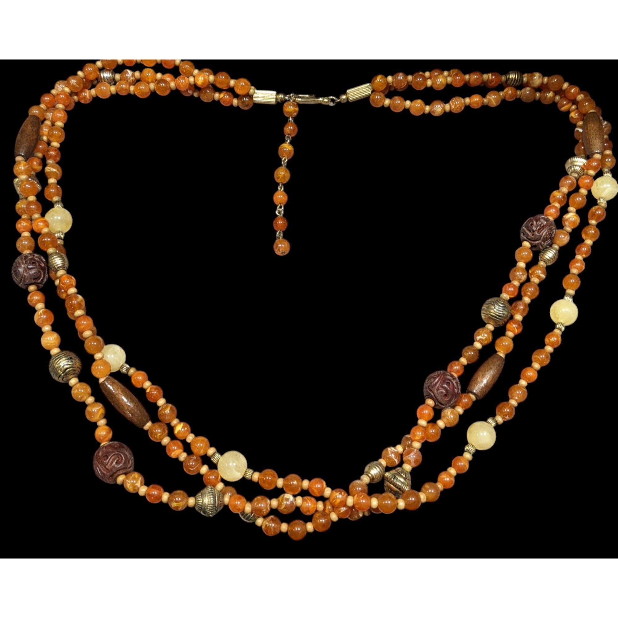 Other Vintage Bohemian Hippie Layered Necklace With Orange And Bro Size ONE SIZE - 1 Thumbnail
