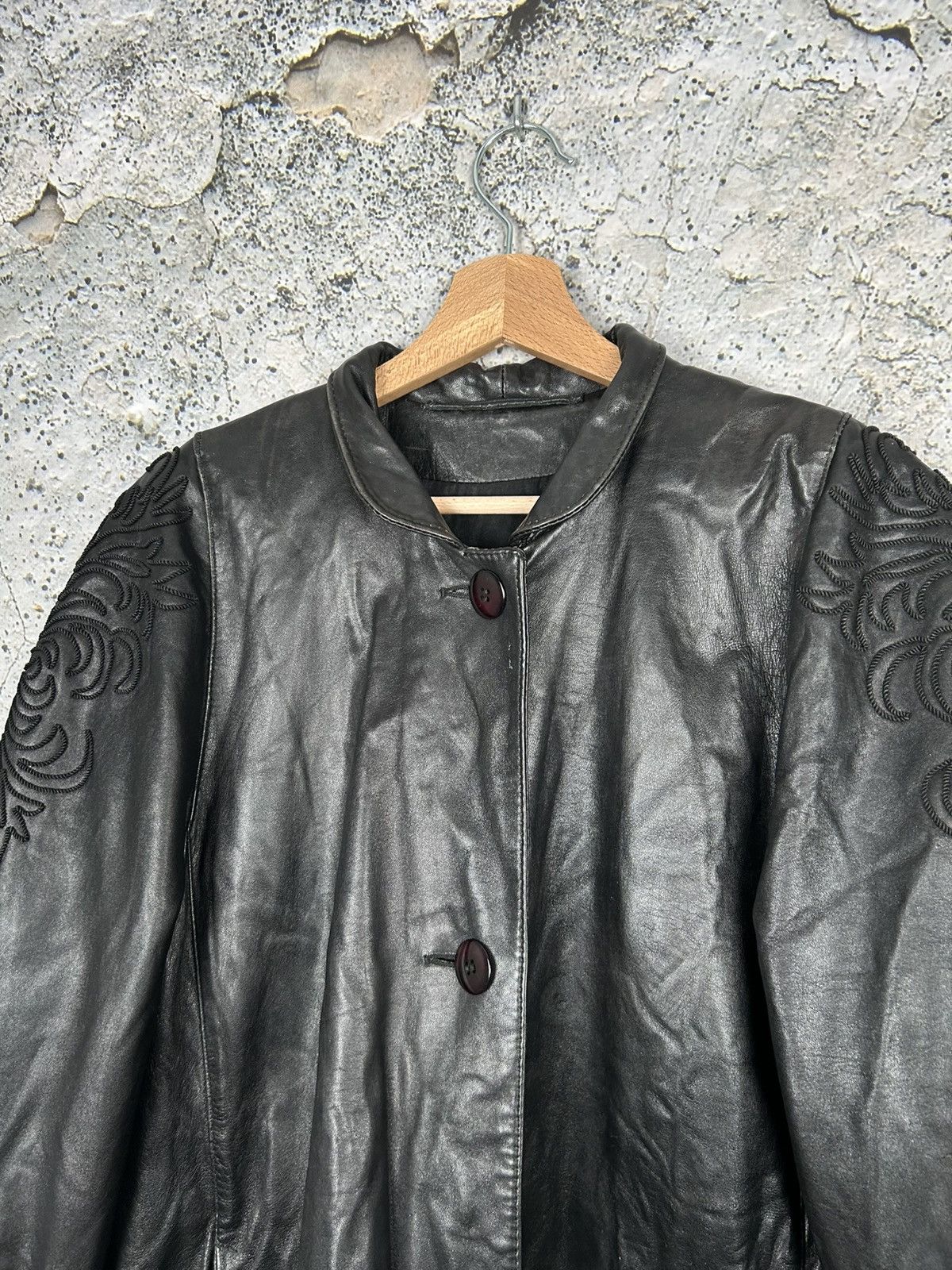 Genuine Leather Vintage Avant Garde Genuine Leather Coat Grunge Goth Punk Size US L / EU 52-54 / 3 - 4 Thumbnail