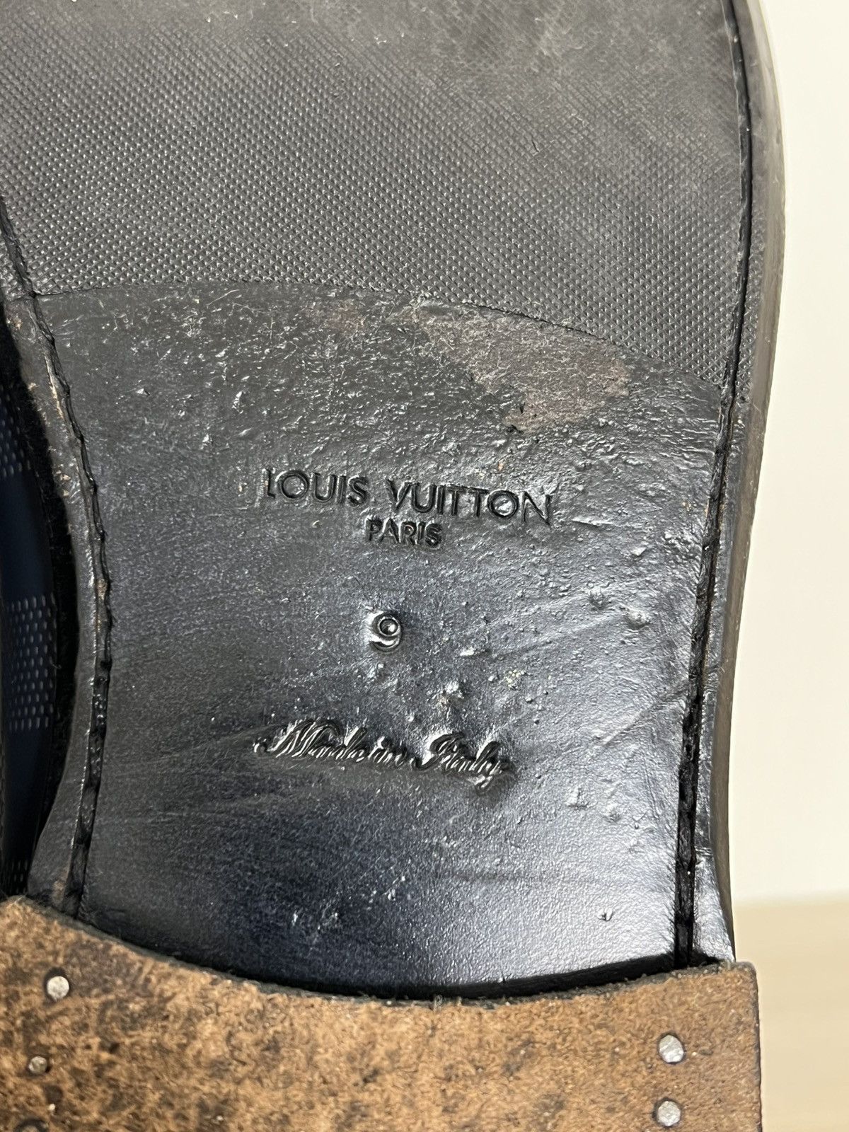 Louis Vuitton Louis Vuitton Damier Embossed Leather Penny Loafers Blue 10 Size US 10 / EU 43 - 20 Thumbnail