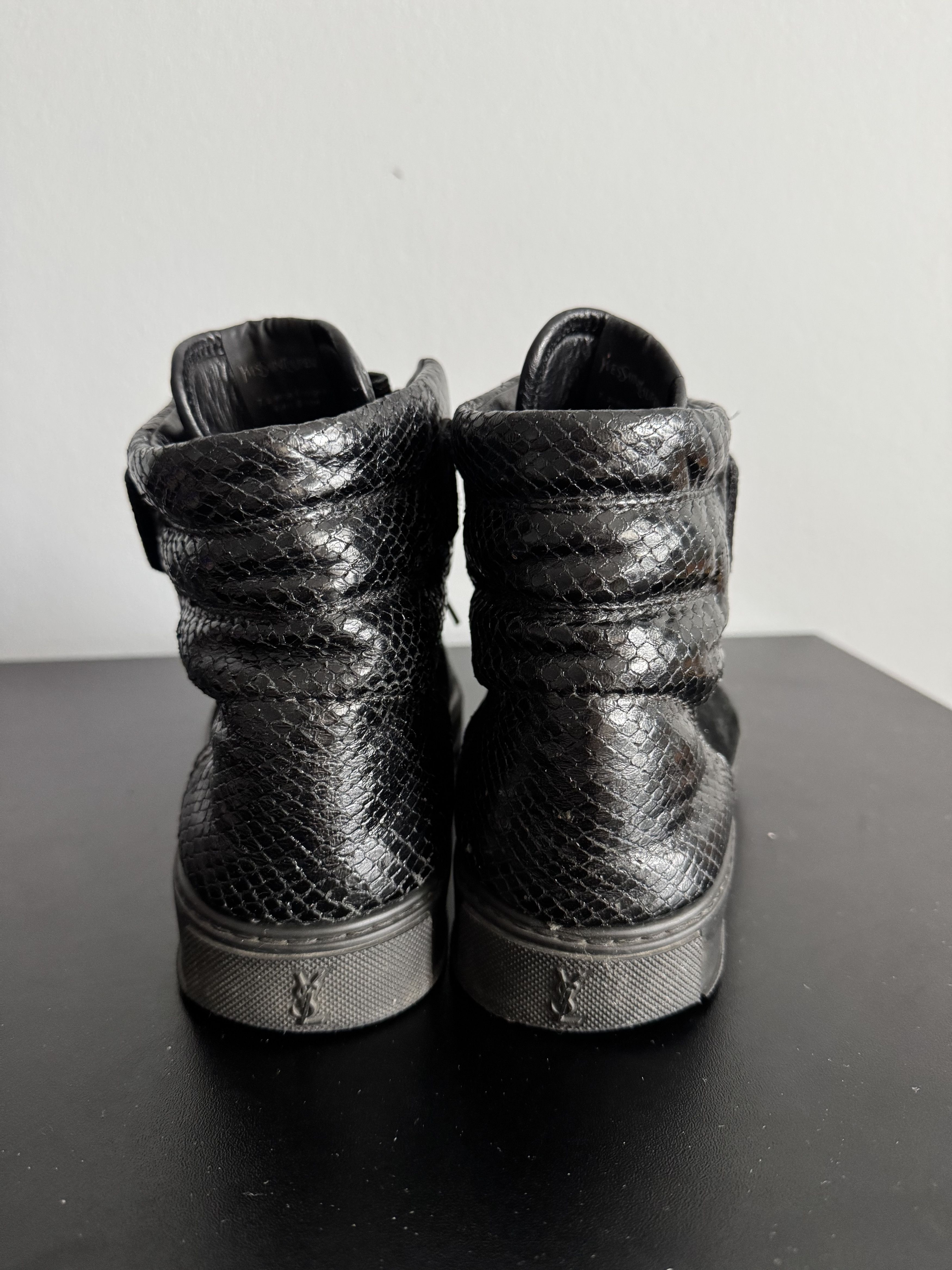 Yves Saint Laurent Yves Saint Laurent Black Suede Leather High Sneakers snake Size US 8 / EU 41 - 2 Thumbnail