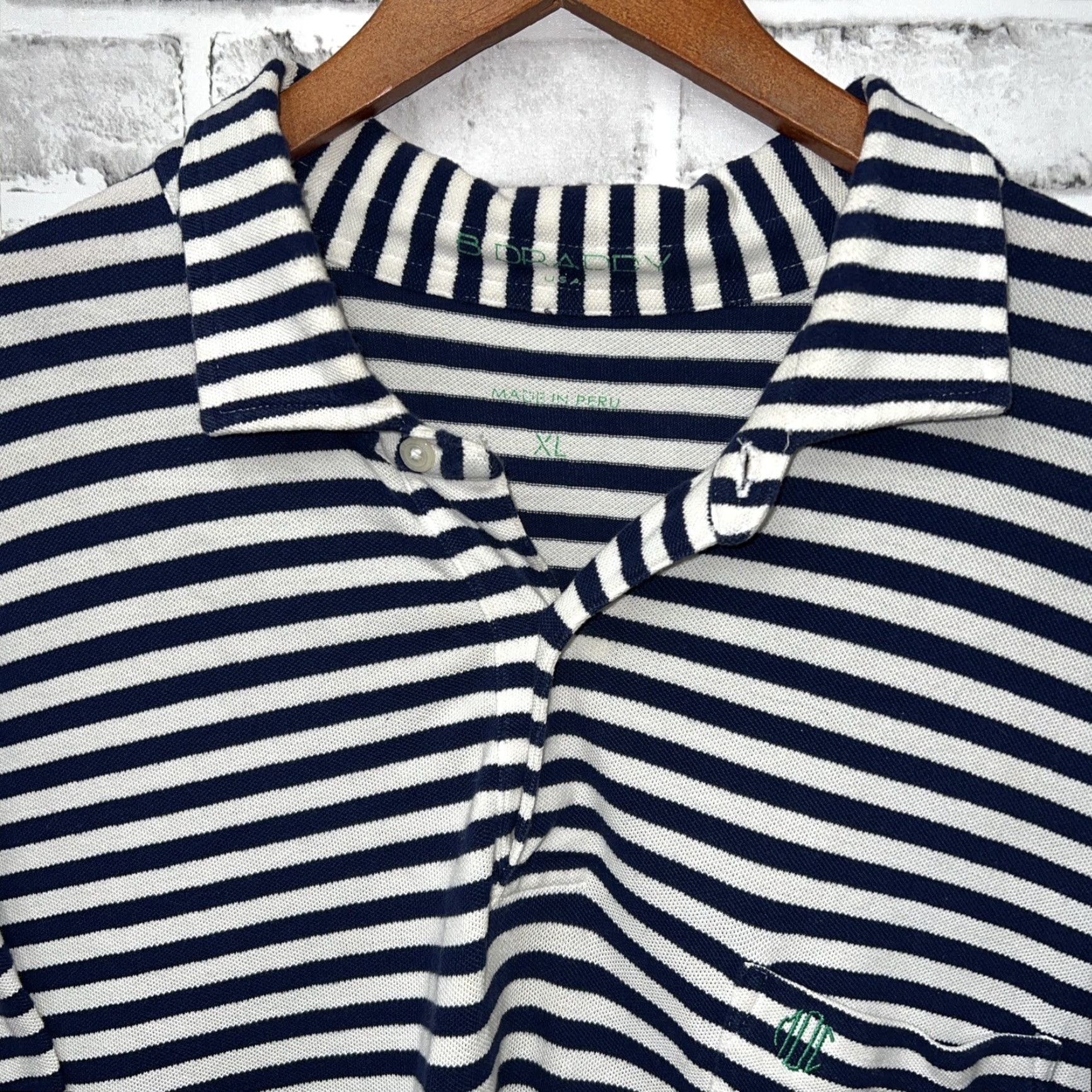 Vintage B Draddy Shirt Mens XL White Striped Polo Size US XL / EU 56 / 4 - 2 Thumbnail