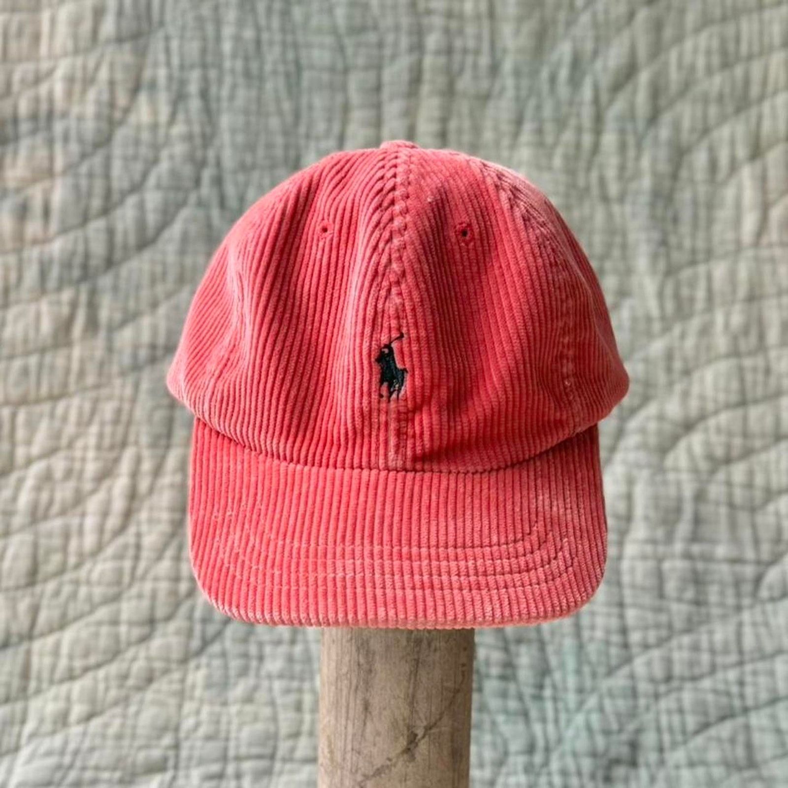Polo Ralph Lauren 90s Orange Corduroy Polo Ralph Lauren Leather Strapback Cap Size ONE SIZE - 1 Thumbnail