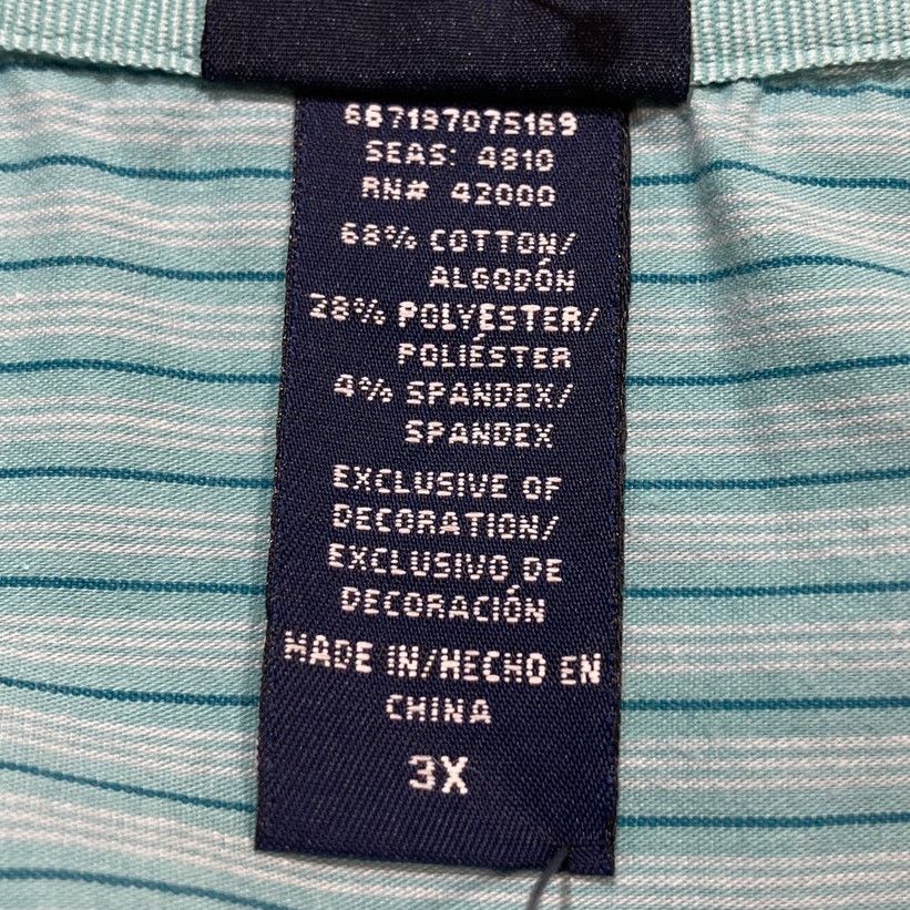 Basic Editions Basic Editions Retro Blue Striped Collared Relaxed Blouse 3X Size 3XL / US 20-22 - 7 Thumbnail
