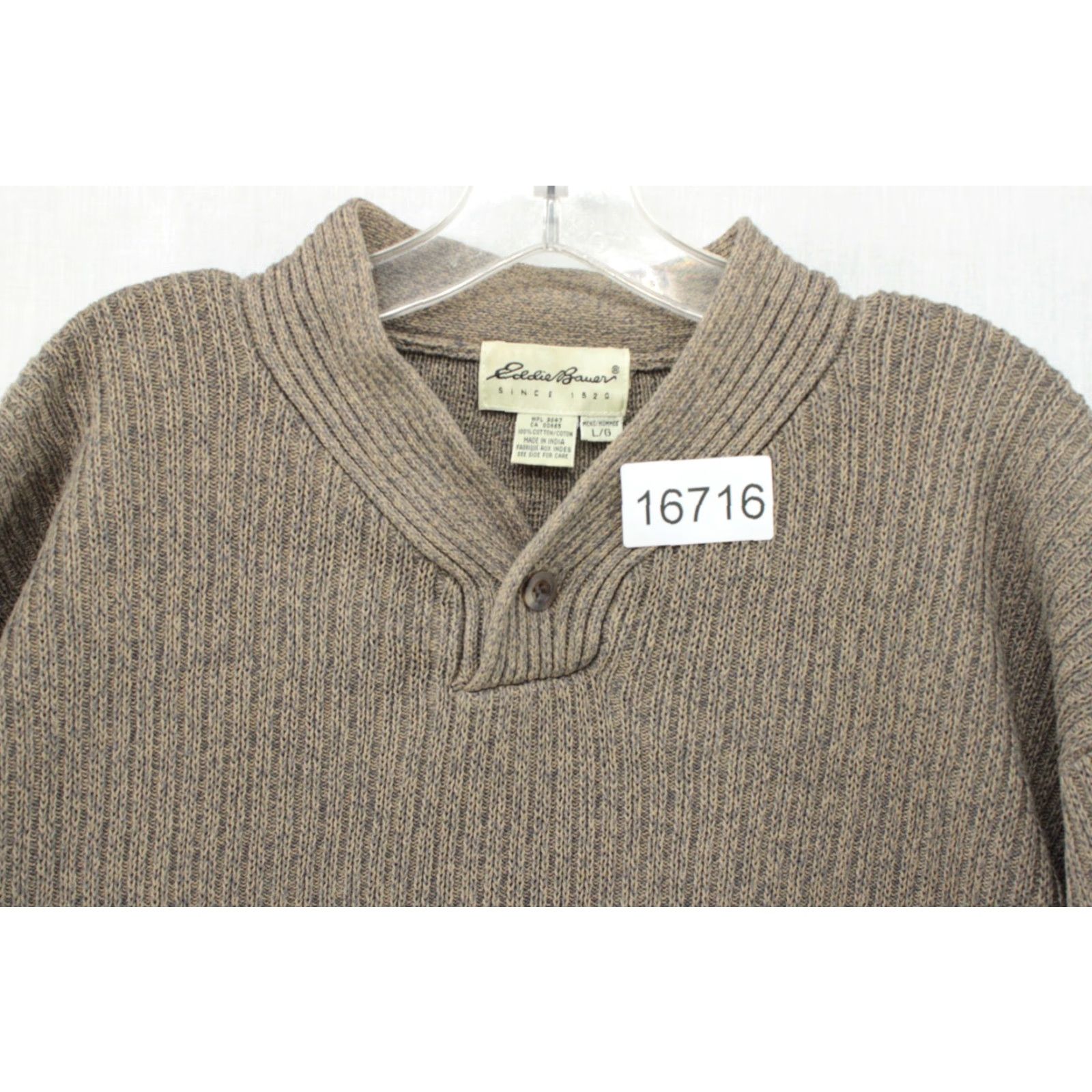 Eddie Bauer VINTAGE Eddie Bauer Sweater Mens Large Brown Cotton Ribbed Fisherman Grandpacore 90s Pullover Knit Mock Neck Size US L / EU 52-54 / 3 - 7 Thumbnail