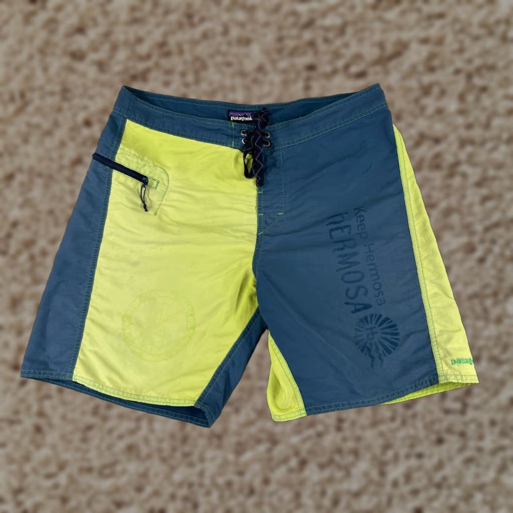 Patagonia Patagonia Mens Swim Trunks Bottom 33 Green Blue 100% Nylon Zipper Pocket Wavefarer Beach Size US 33 - 1 Thumbnail