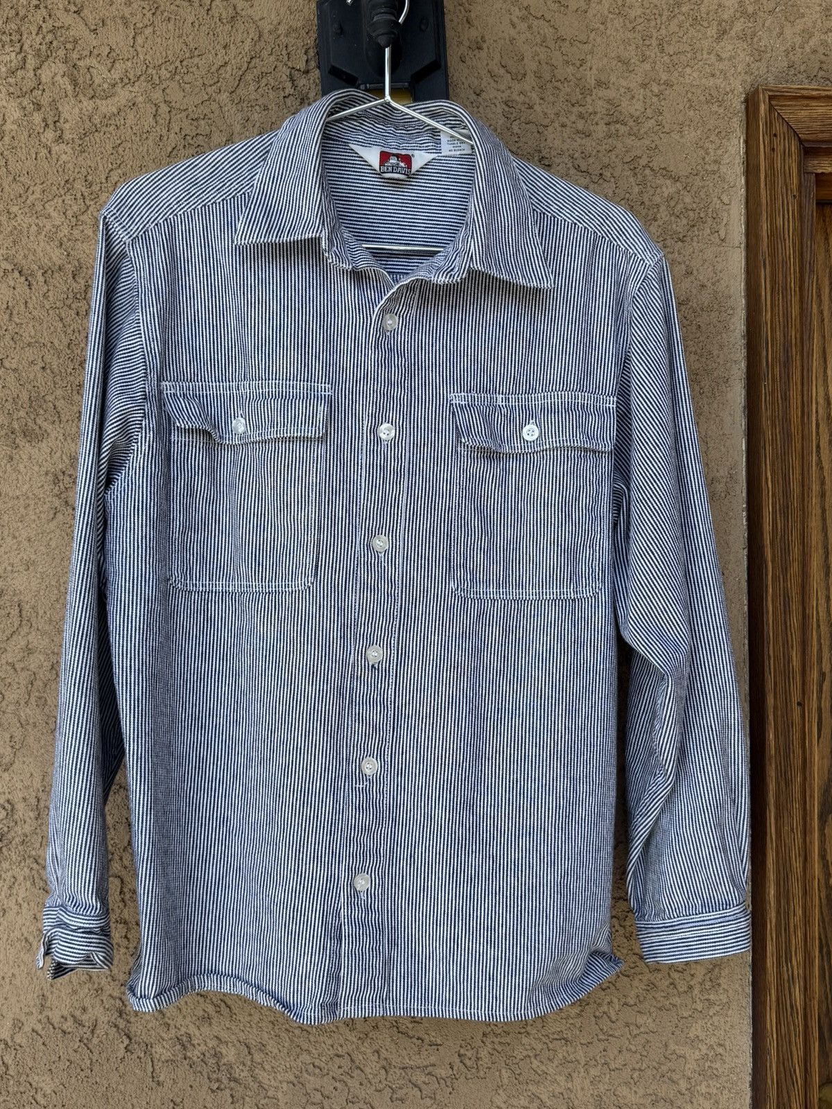 Ben Davis 100% Cotton Cropped Button-Up Hickory Shirt Size US M / EU 48-50 / 2 - 5 Thumbnail