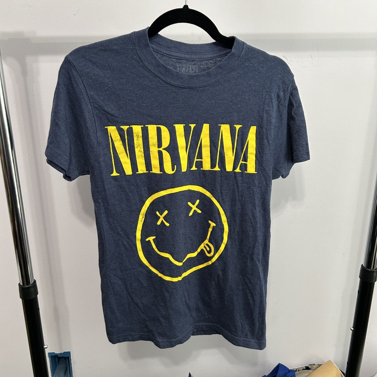 Nirvana Nirvana Dark Blue and Yellow Graphic Tee Sz Small - "Harley" Size S / US 4 / IT 40 - 2 Thumbnail