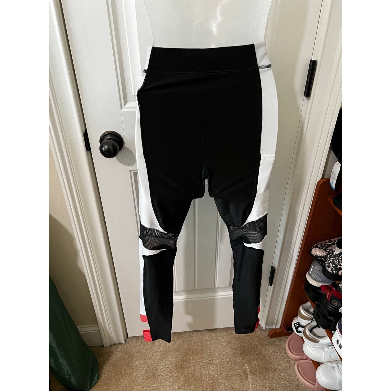 Nike Colorblock Performance Running Tights Black/White Mid Rise Size 25" / US 0 / IT 36 - 12 Thumbnail