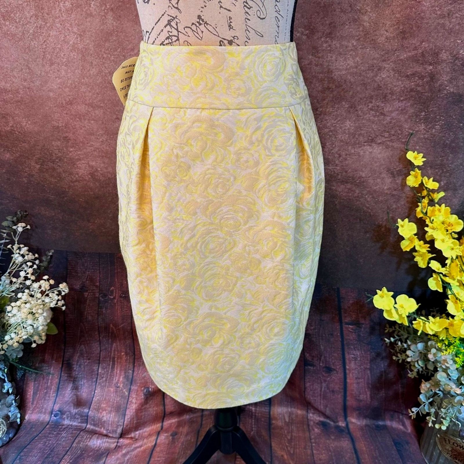 Magaschoni Magaschoni Jacquard Pleated Skirt - Buttercup Combo 10 Size 32" / US 10 / IT 46 - 2 Thumbnail