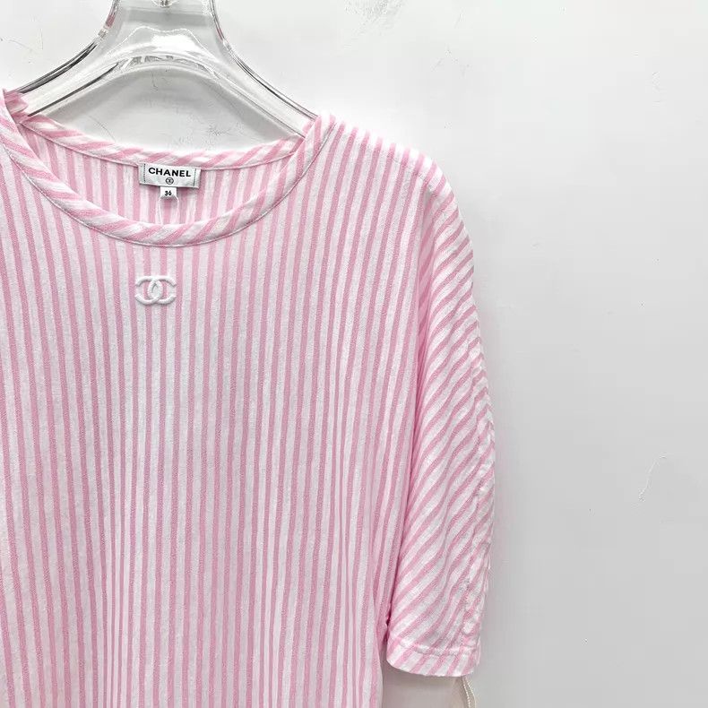 Chanel Chanel Cruise Series Light Pink Vertical Striped Cotton Ro Size XS / US 0-2 / IT 36-38 - 3 Thumbnail