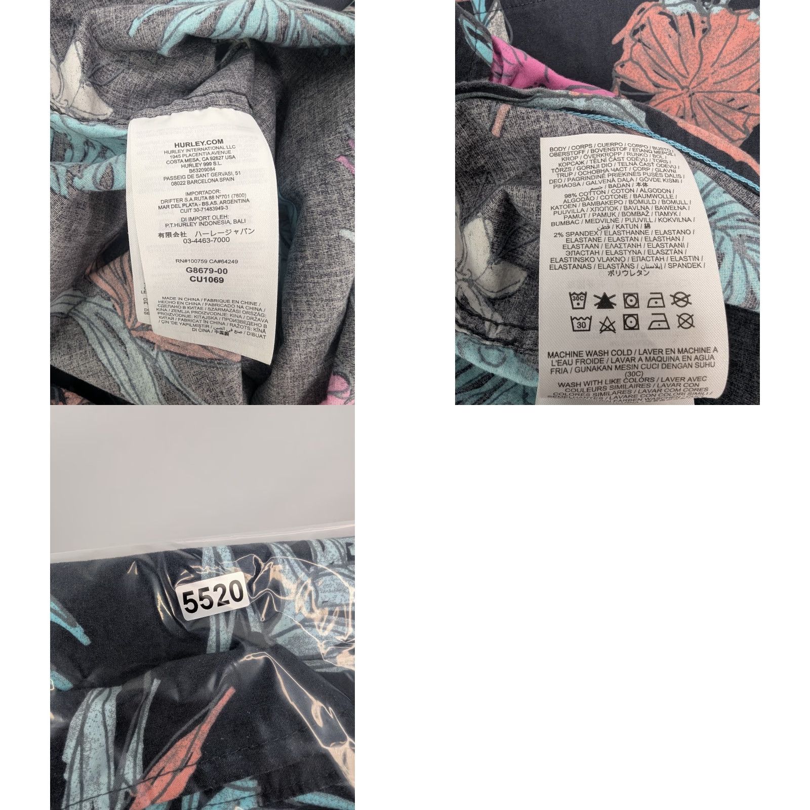 Hurley Hurley Button-Up Shirt Hawaiian Aloha Tropical Floral Men’s Size Large Multicolor Short Sleeve Collared Pocketed Casual Beach 90s Theme Mens Size US L / EU 52-54 / 3 - 8 Thumbnail