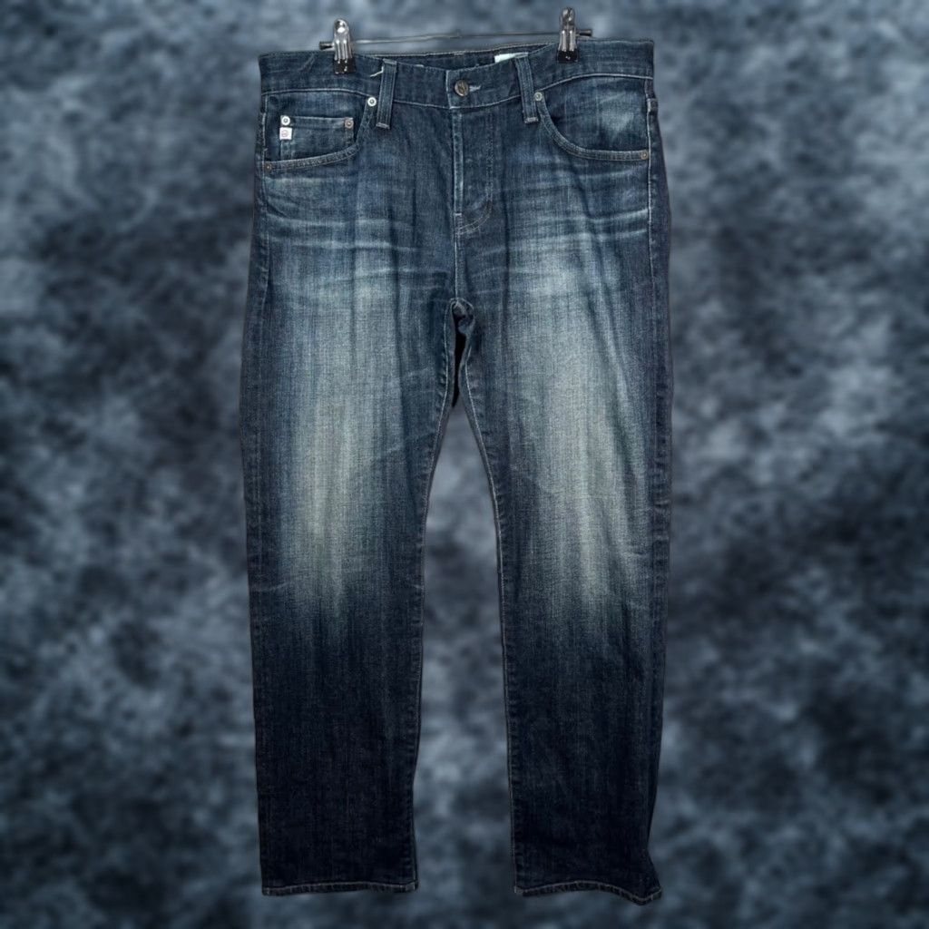 Denime AG Adriano Goldschmied The Graduate Tailored Leg Denim Jeans 33 Dark Wash Blue Mens Straight 5-Pocket Size US 33 - 1 Thumbnail