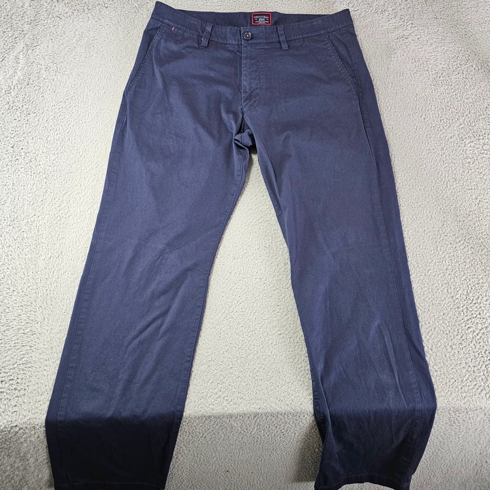 UNTUCKit Untuckit Pants Mens 34x32 Navy Chino Relaxed Fit Twill Cotton Stretch Casual Shirt? Size US 34 / EU 50 - 2 Thumbnail
