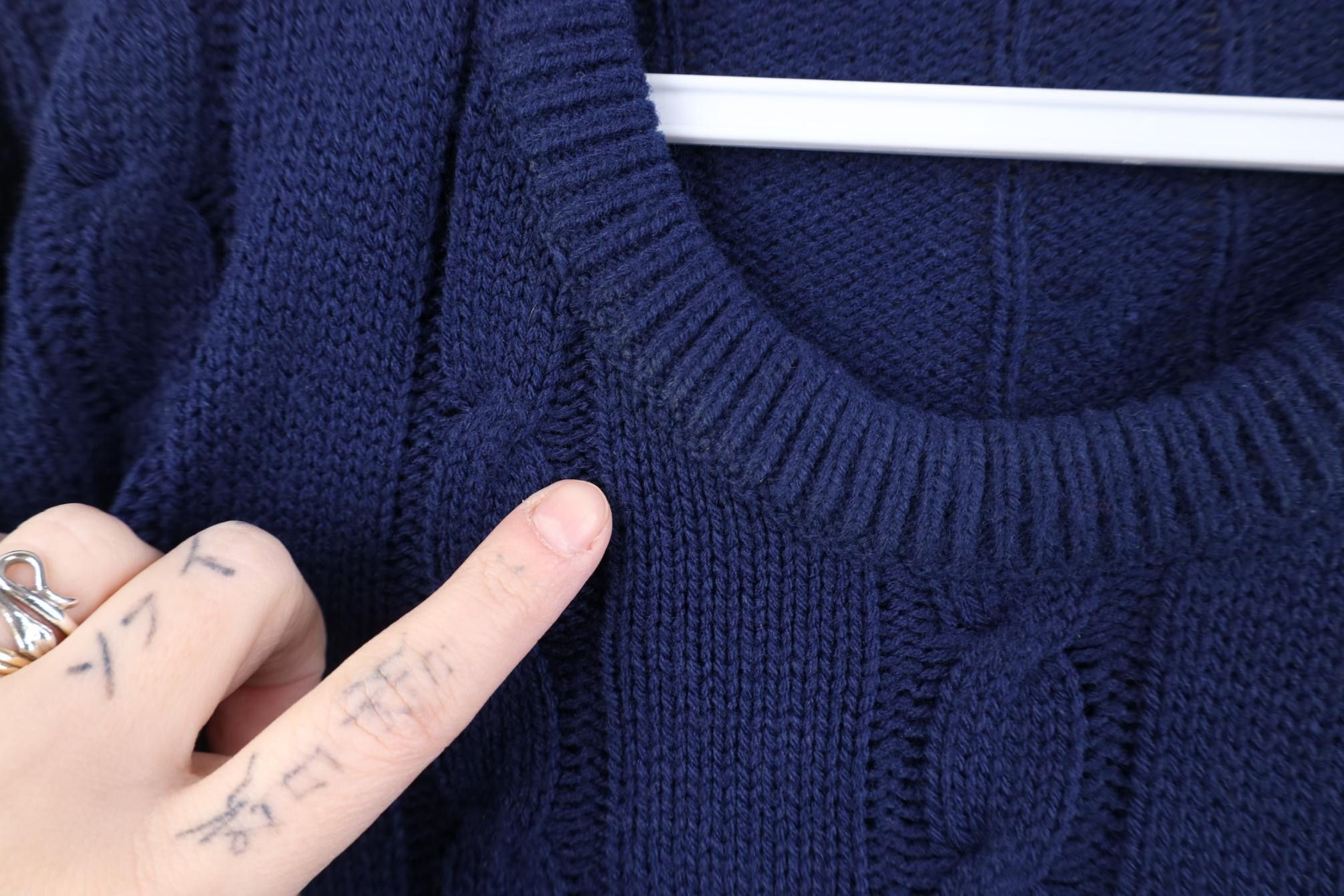 Vintage Vintage 70s 80s Streetwear Chunky Cable Knit Sweater Blue Size M / US 6-8 / IT 42-44 - 4 Thumbnail