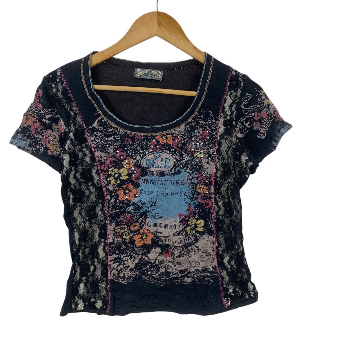 Vintage Vintage VANILLA SUGAR LA BELLE Rhinestone Bling Tee Shirt Size XXS / US 00 / IT 34 - 5 Thumbnail