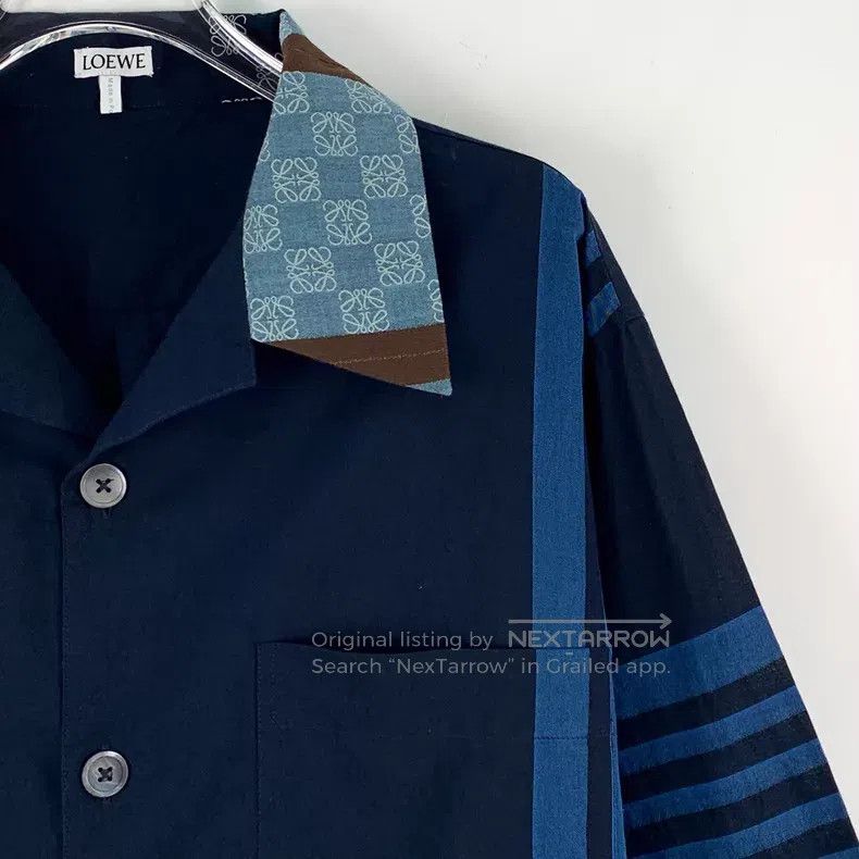 Loewe Loewe Navy blue striped logo embroidered pieced cotton but Size US S / EU 44-46 / 1 - 3 Thumbnail