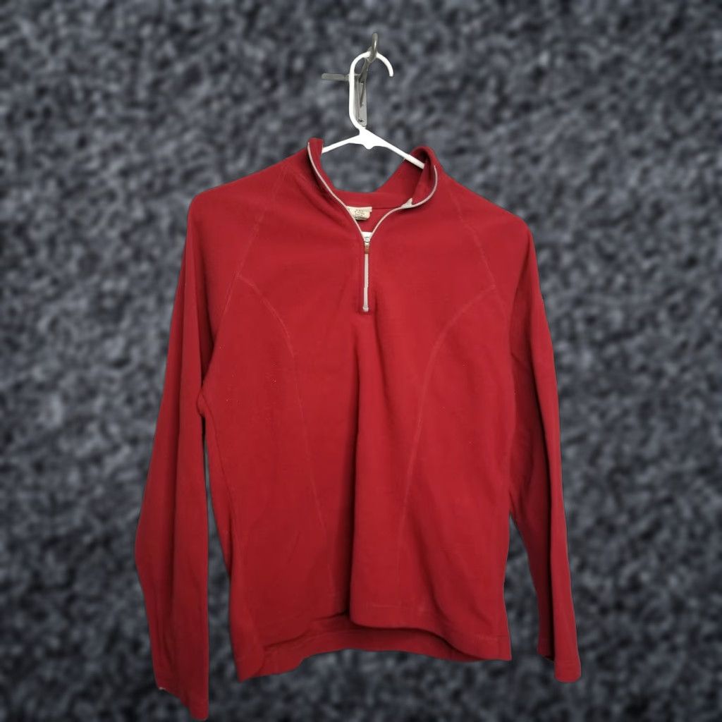 Vintage L.L. Bean Women's S Long Sleeve 1/4 Zip Up Fleece Pullover Top Shirt Red Womens Pullover Jacket 1/4 Zip Fleece Top Size S / US 4 / IT 40 - 1 Thumbnail