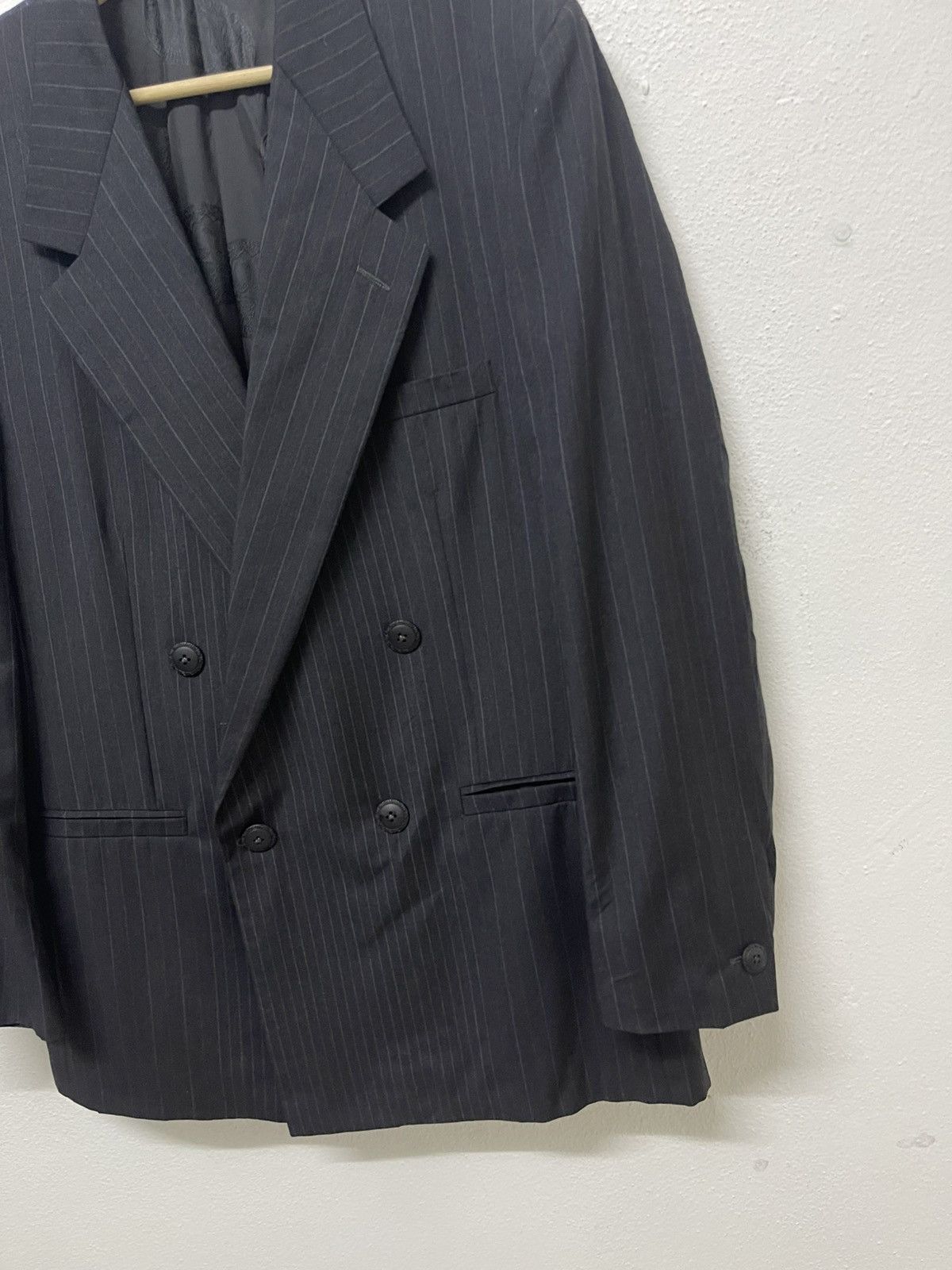 Versace 1990s GIANNI VERSACE PINSTRIPE BESPOKE BUTTON DOUBLE BREAST Size 50R - 4 Thumbnail