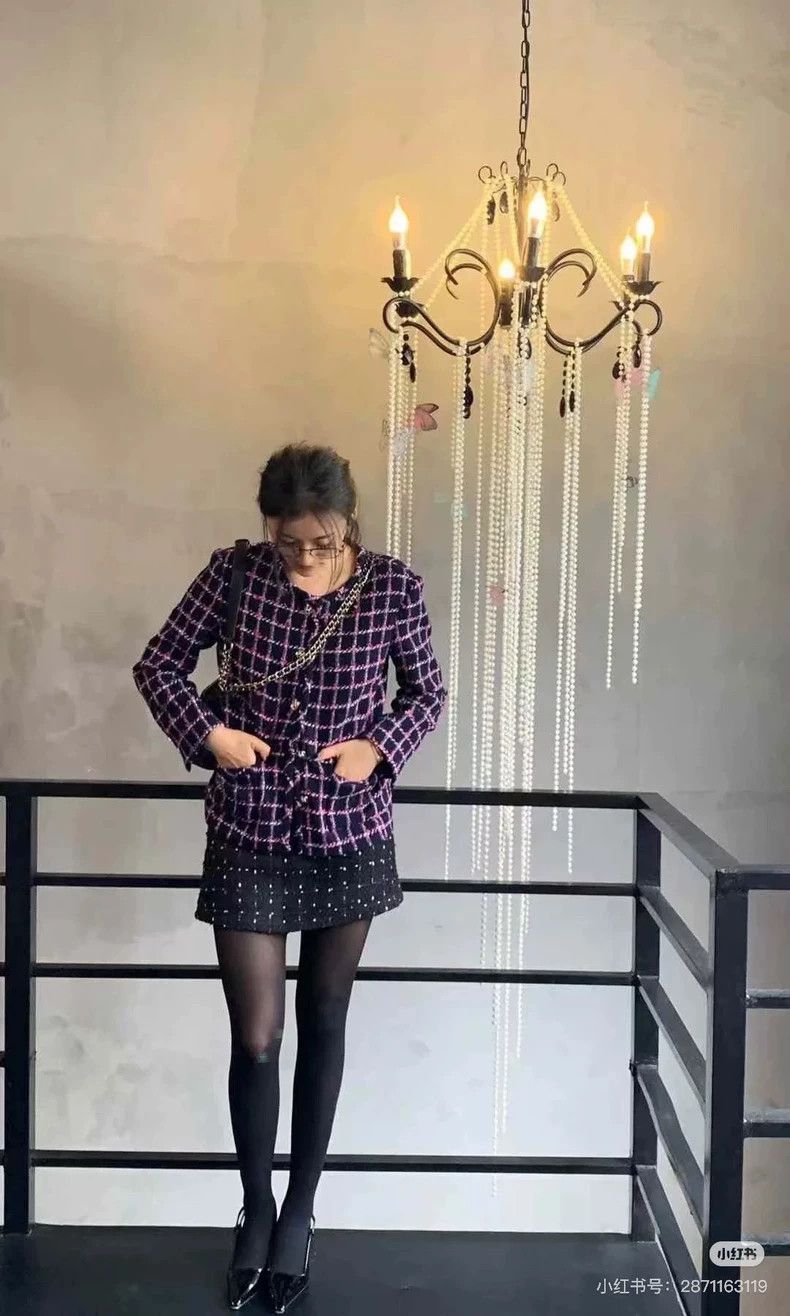 Chanel Chanel 24p purple plaid rhinestone buckle tweed jacket 2504 Size XS / US 0-2 / IT 36-38 - 9 Thumbnail