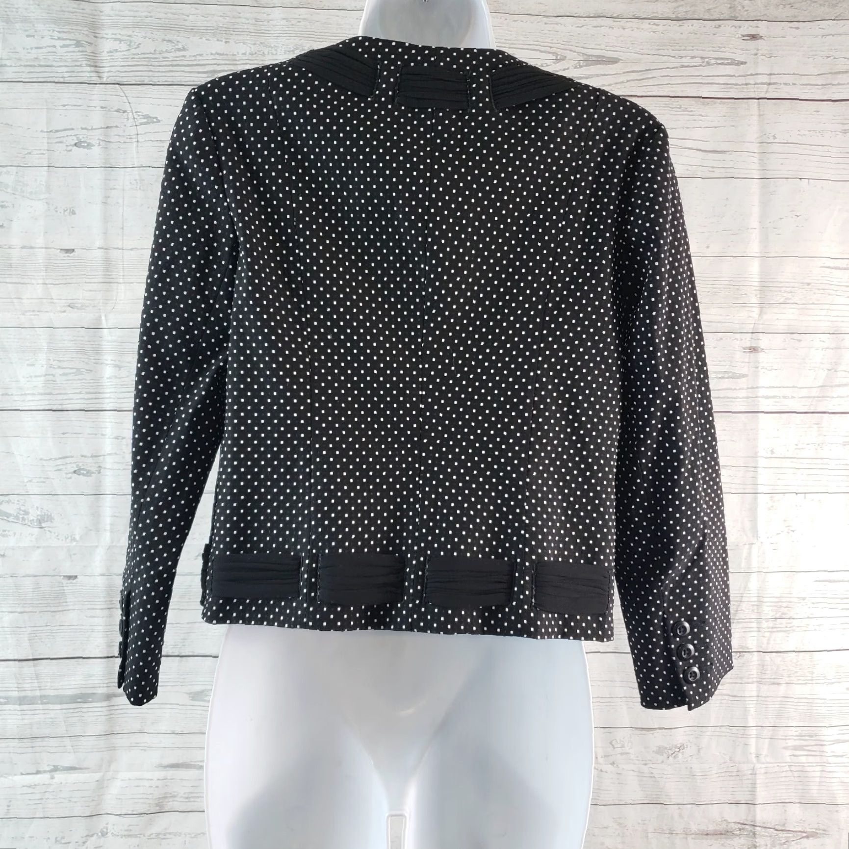 Vintage Cabi 5156 Womens Polka Dot Blazer Jacket Sz 6 Black White 3/4 Sleeve Rayon Blazer Womens Blazer Jacket Size M / US 6-8 / IT 42-44 - 4 Thumbnail