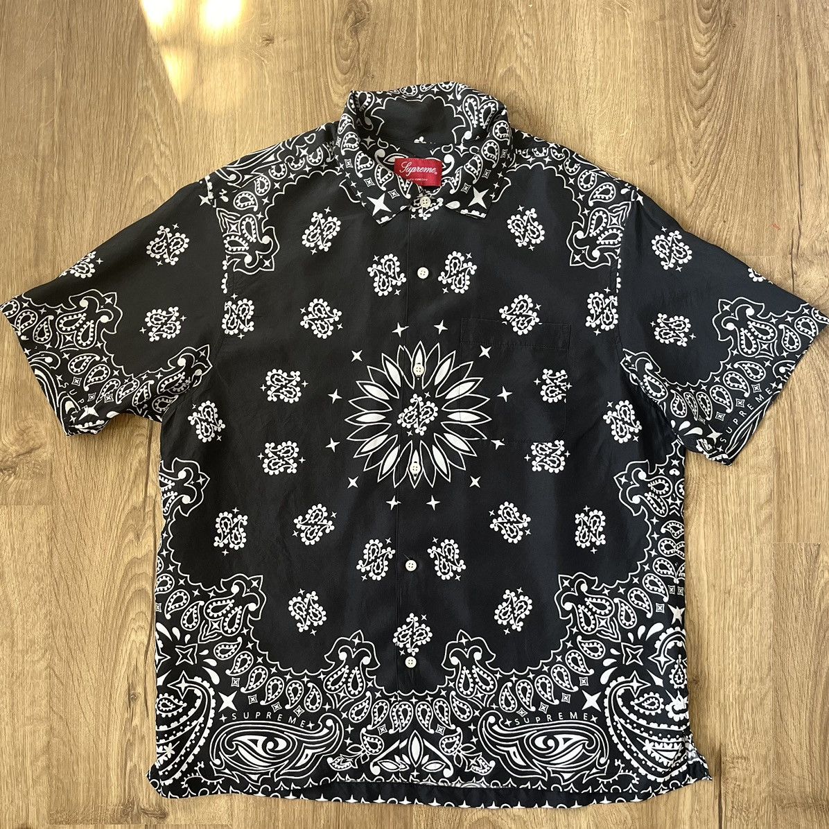 Supreme Supreme bandana print silk shirt black medium | Grailed