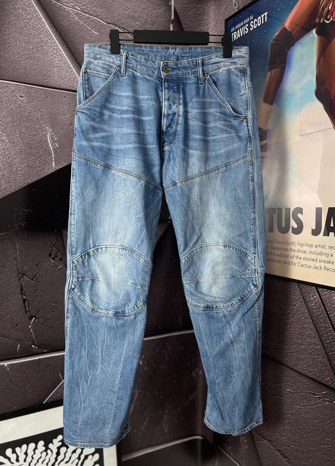 G-STAR 5620 3d Loose Tapered Blue Wash Denim Distressed Y2K Bottoms