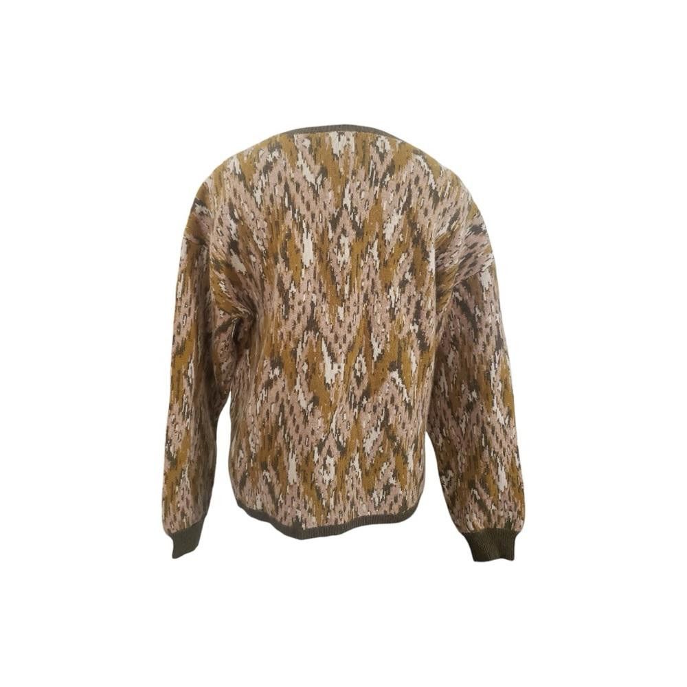 Designer CT1993 Garnet Hill Brown, Cream and Olive Green Sweater S Size S / US 4 / IT 40 - 2 Thumbnail