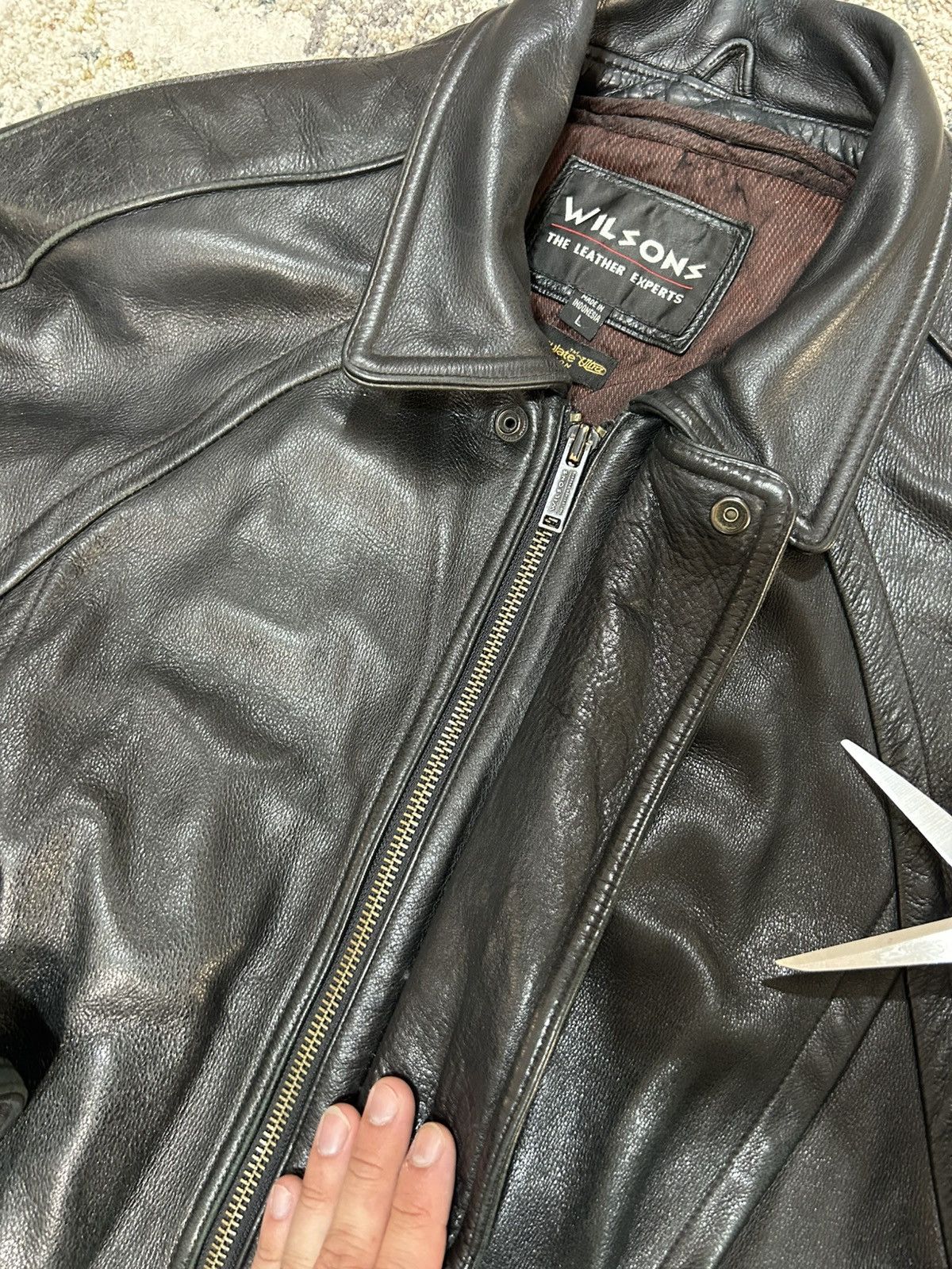 Wilsons Leather Vintage Black Leather Bomber Jacket Heavyweight Thinsulate Size US L / EU 52-54 / 3 - 4 Thumbnail